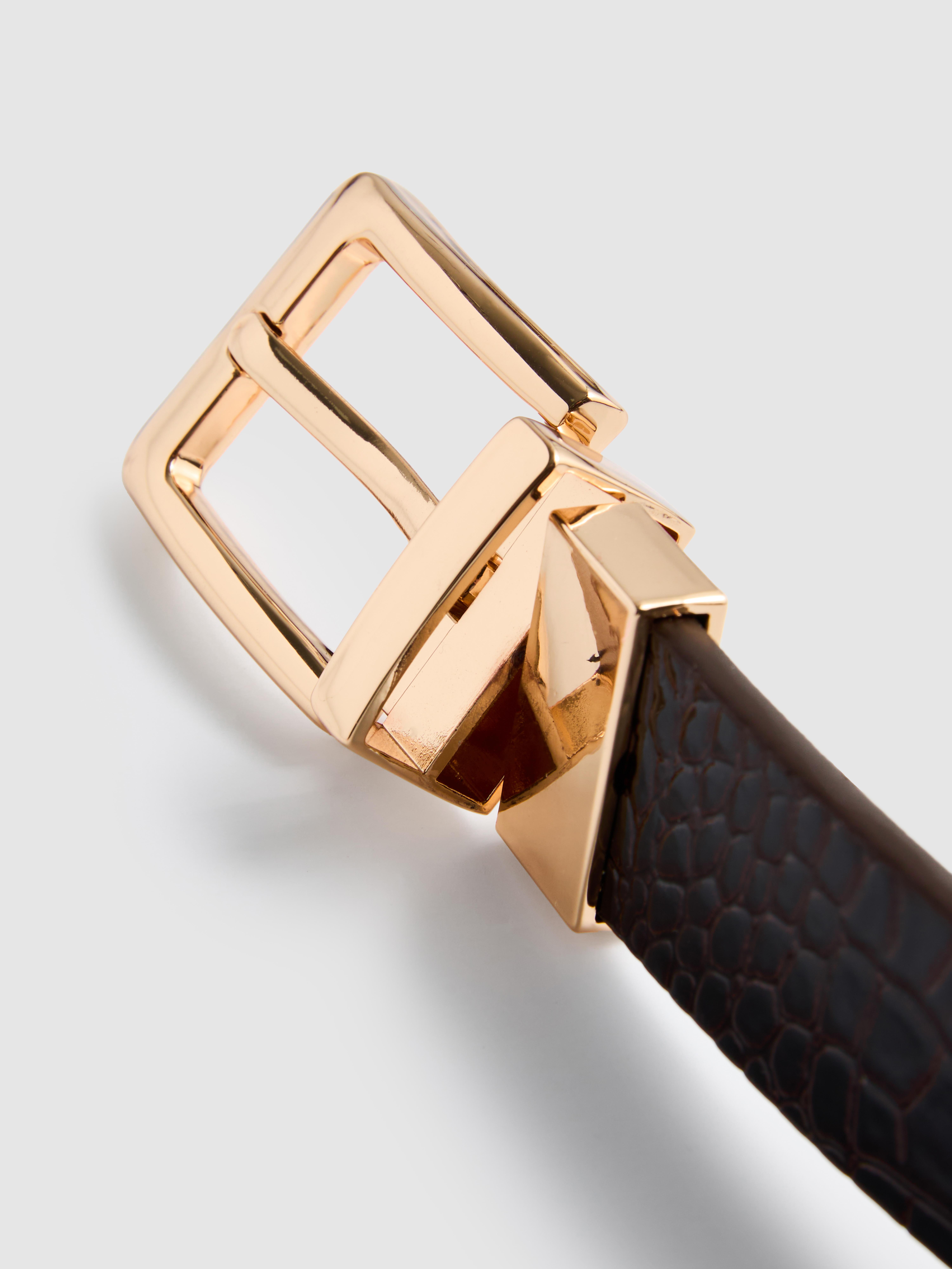 Reversible Belt With Metallic Buckle