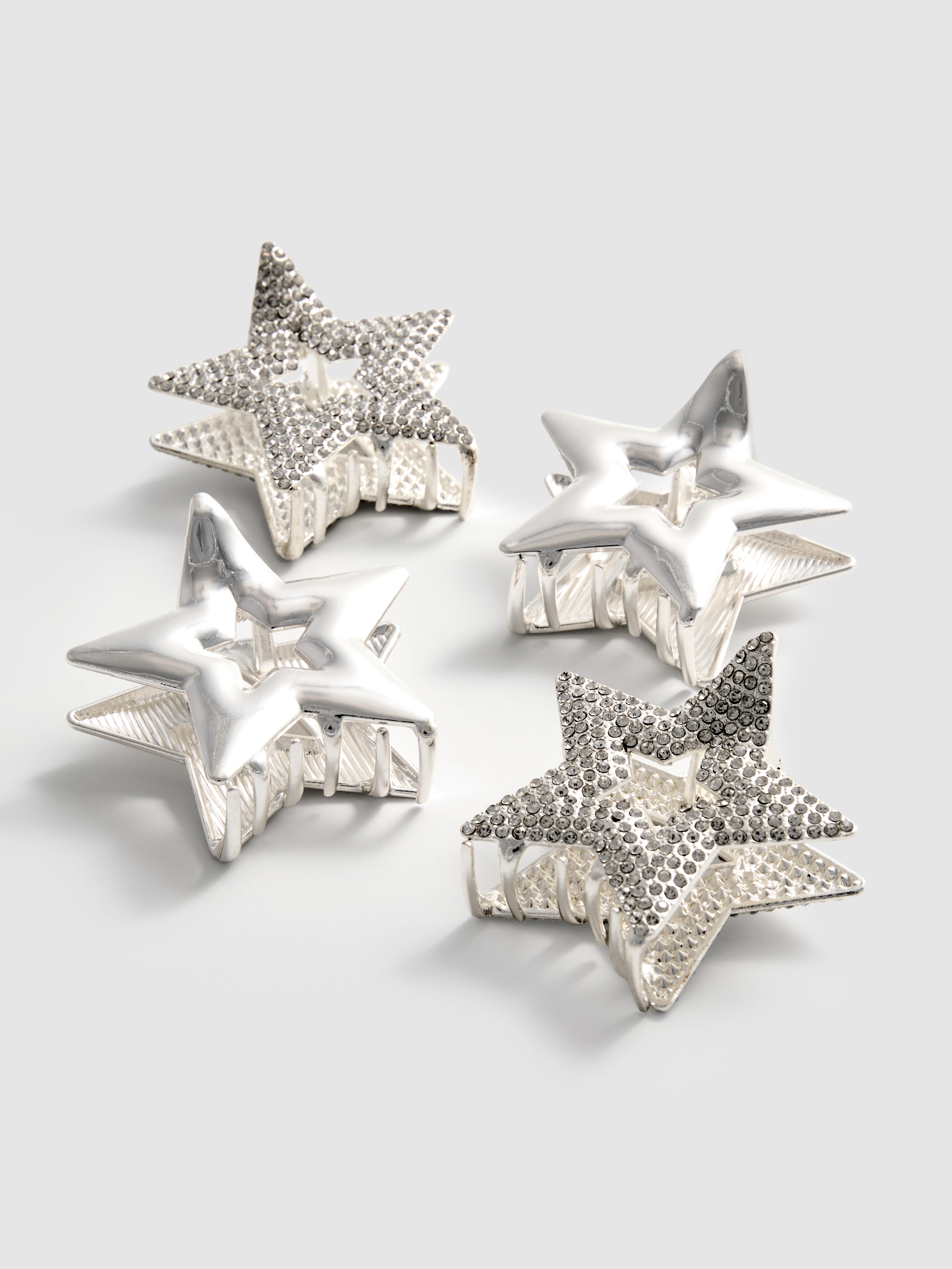 4pk Star Claw Clips
