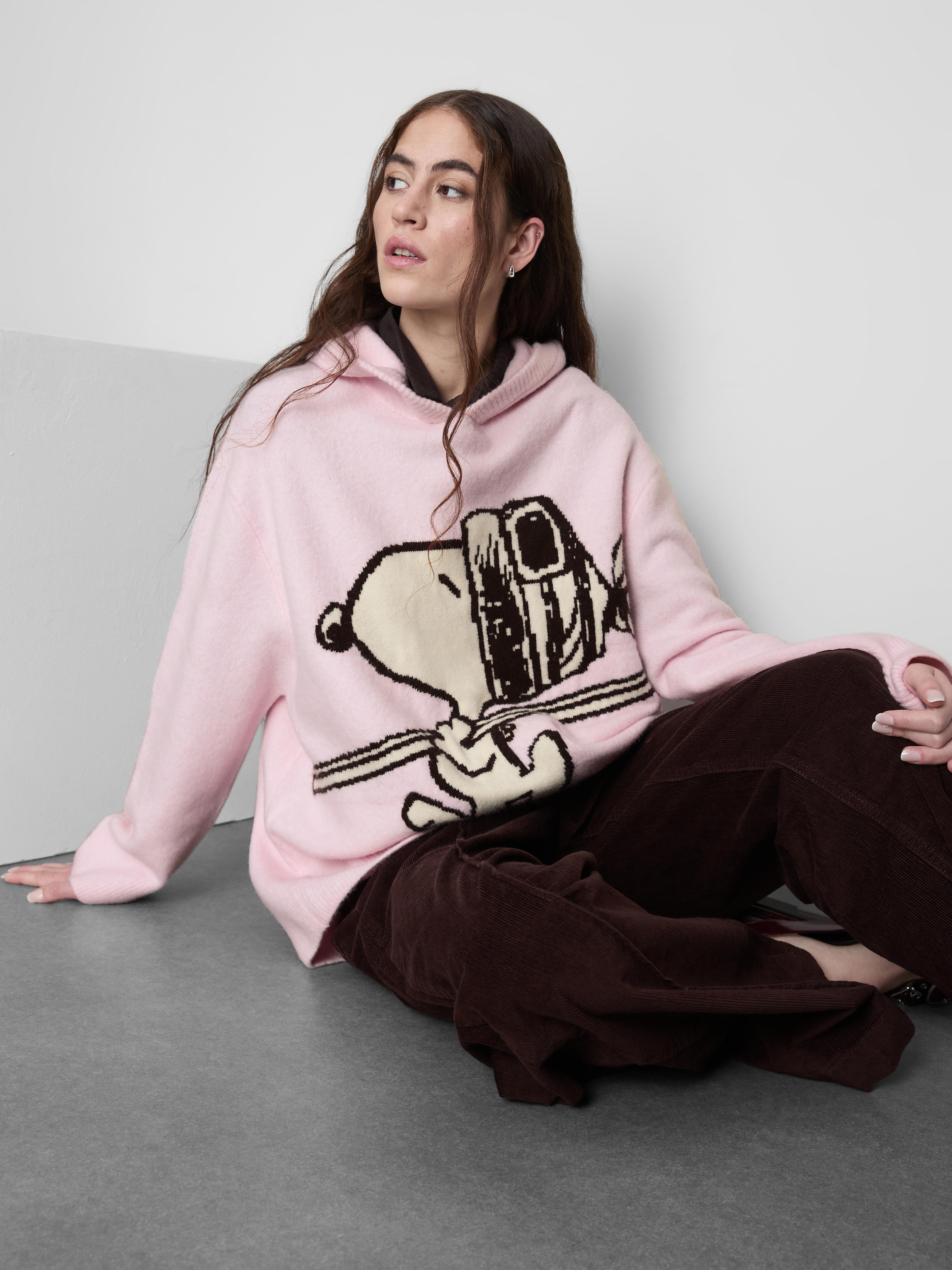 Snoopy Knitted Graphic Hoodie