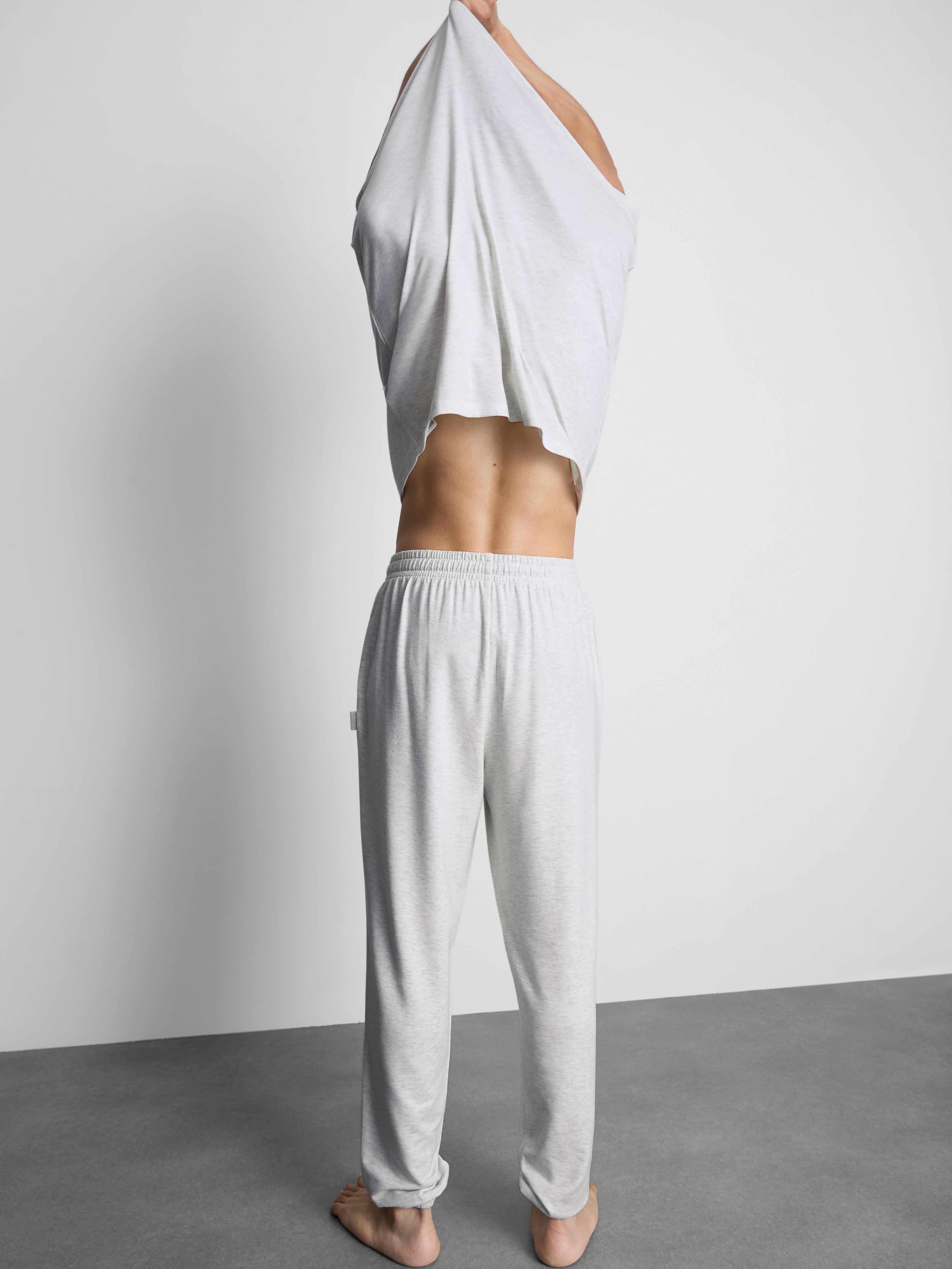 Cuffed-Leg Drawstring Pajama Bottoms