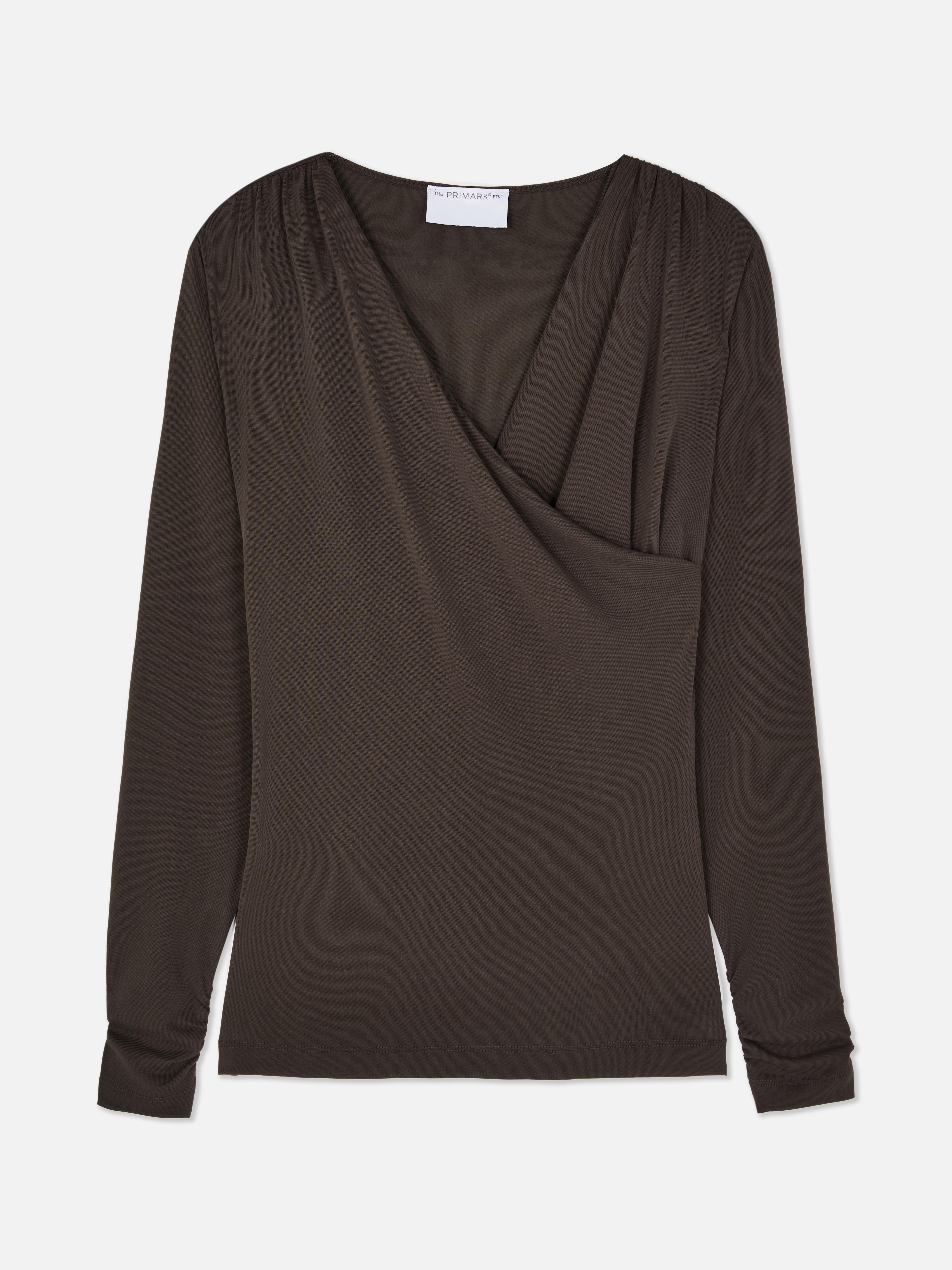 The Edit Draped Long Sleeve Top
