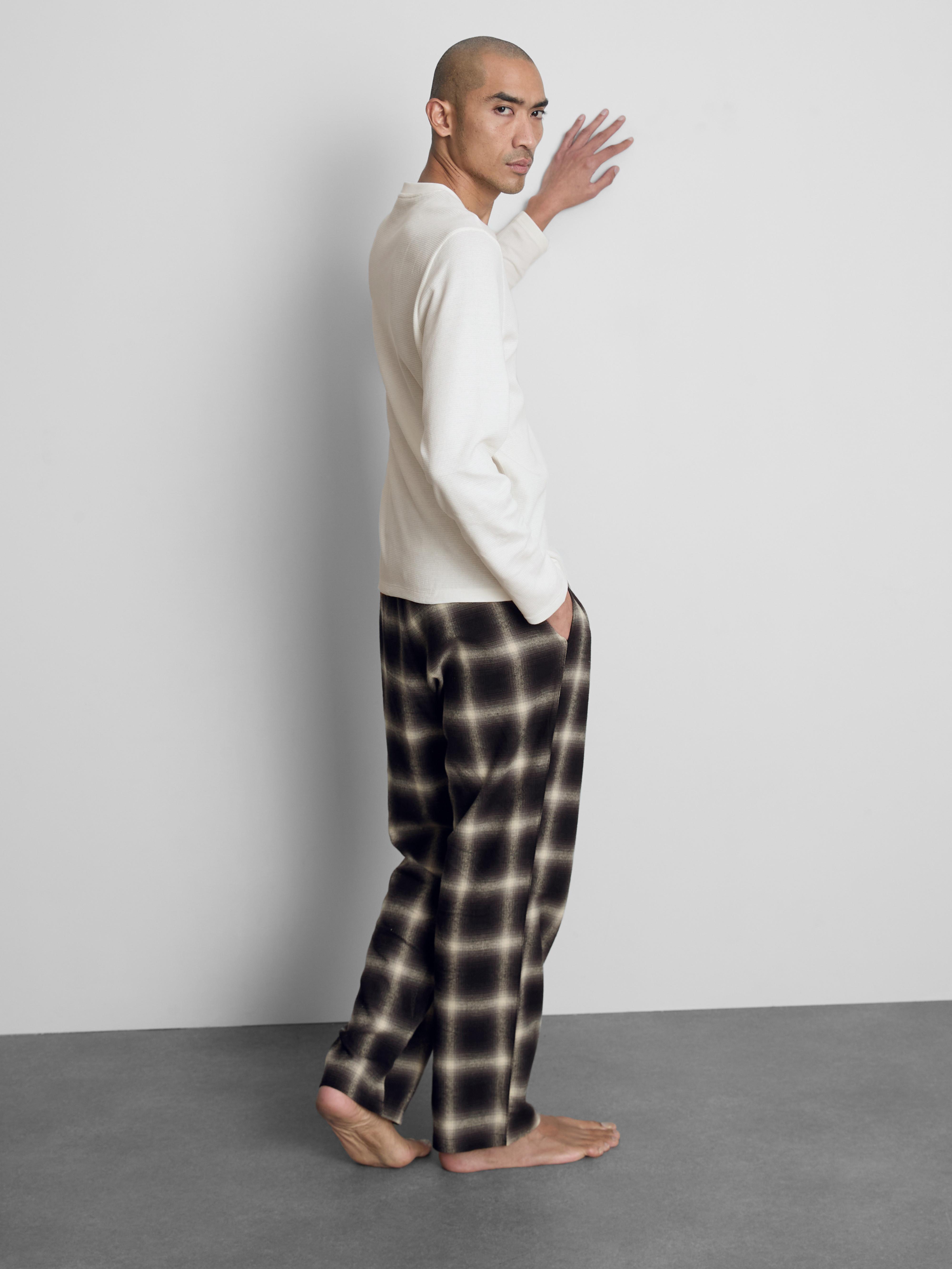 Brushed Cotton Check Long Pajamas