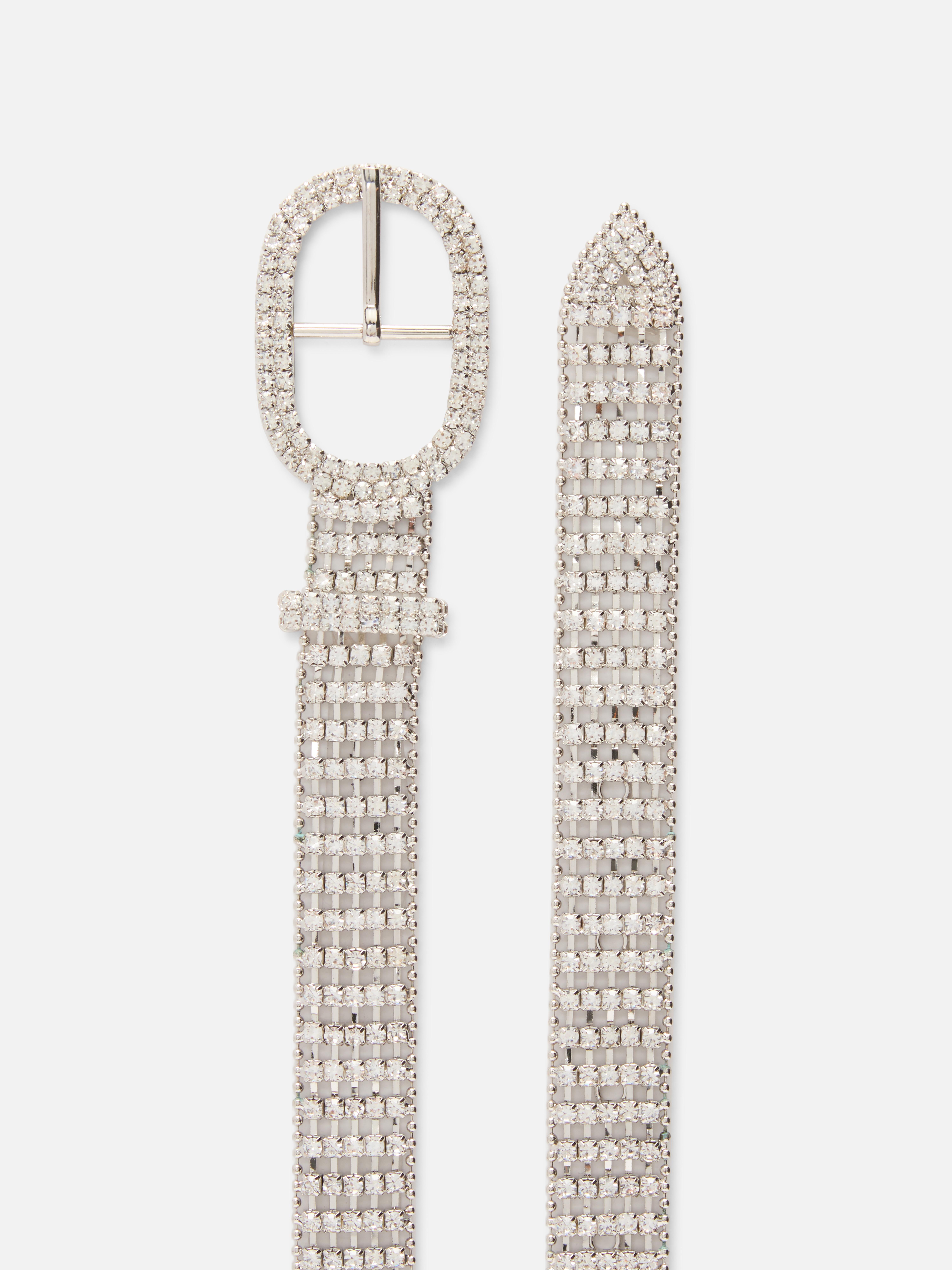 Rhinestone Belt With Oval Buckle