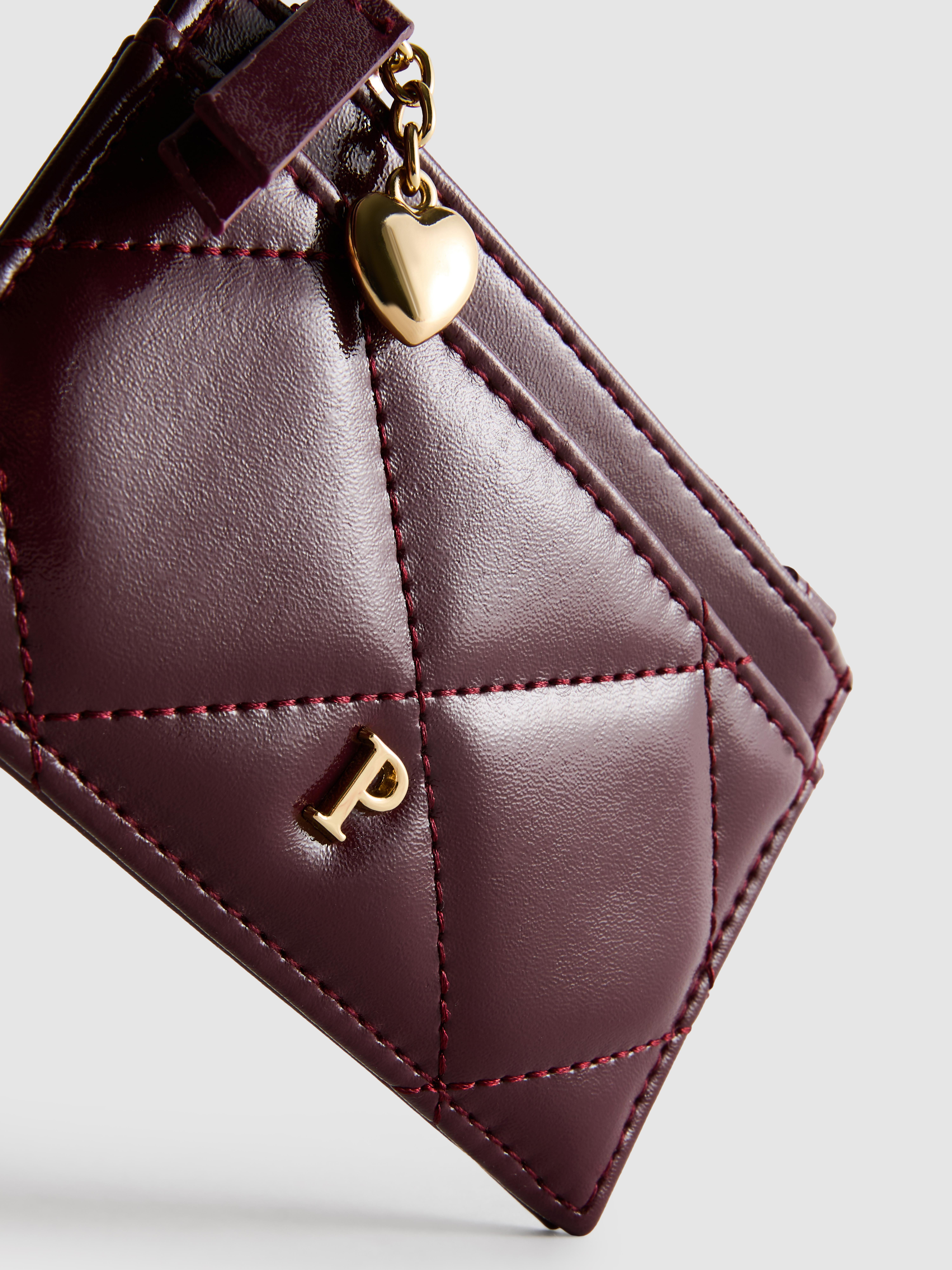 Faux Leather Quilted Initial Card Holder