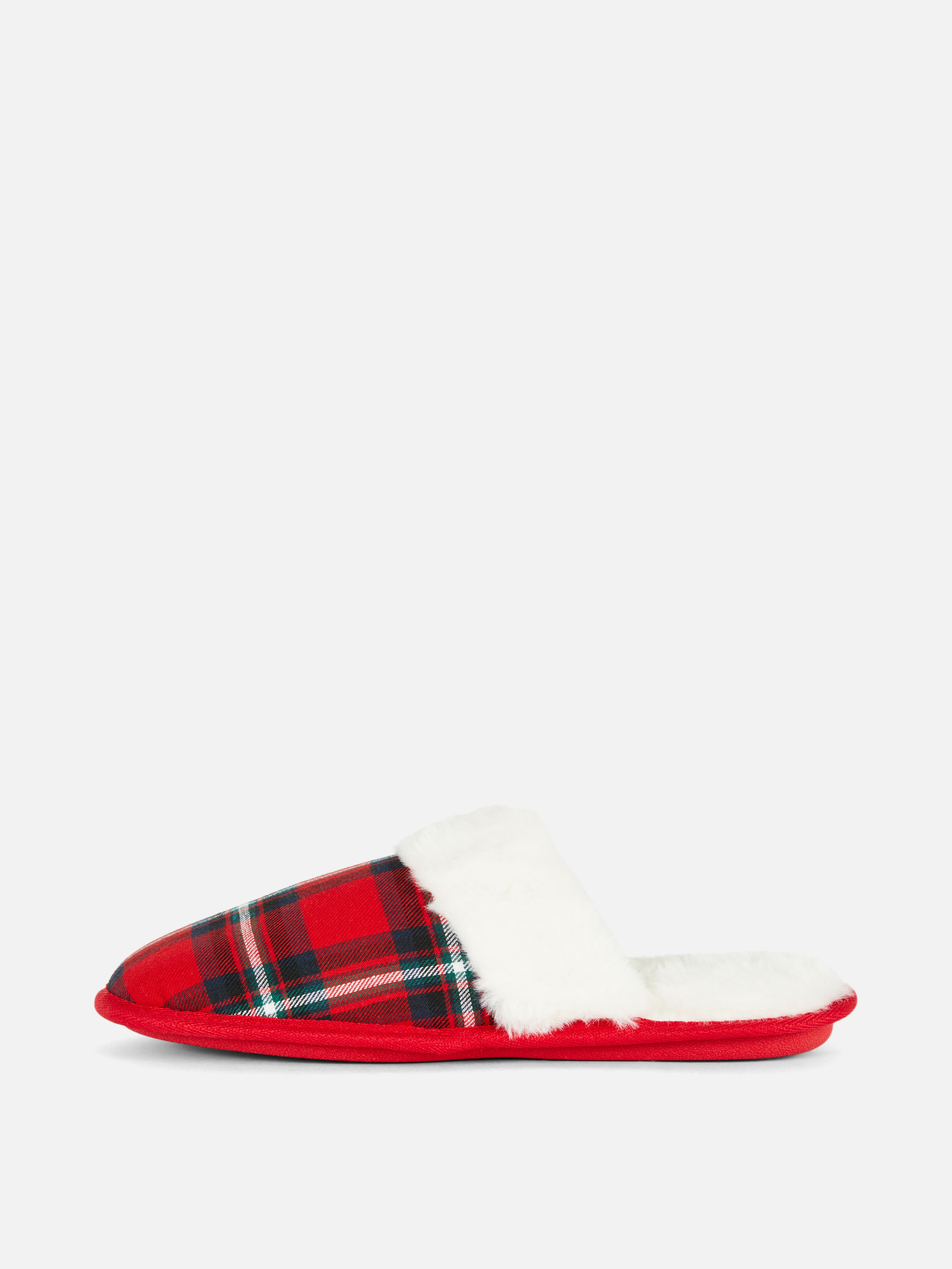 Women's Check Family Christmas Mule Slippers