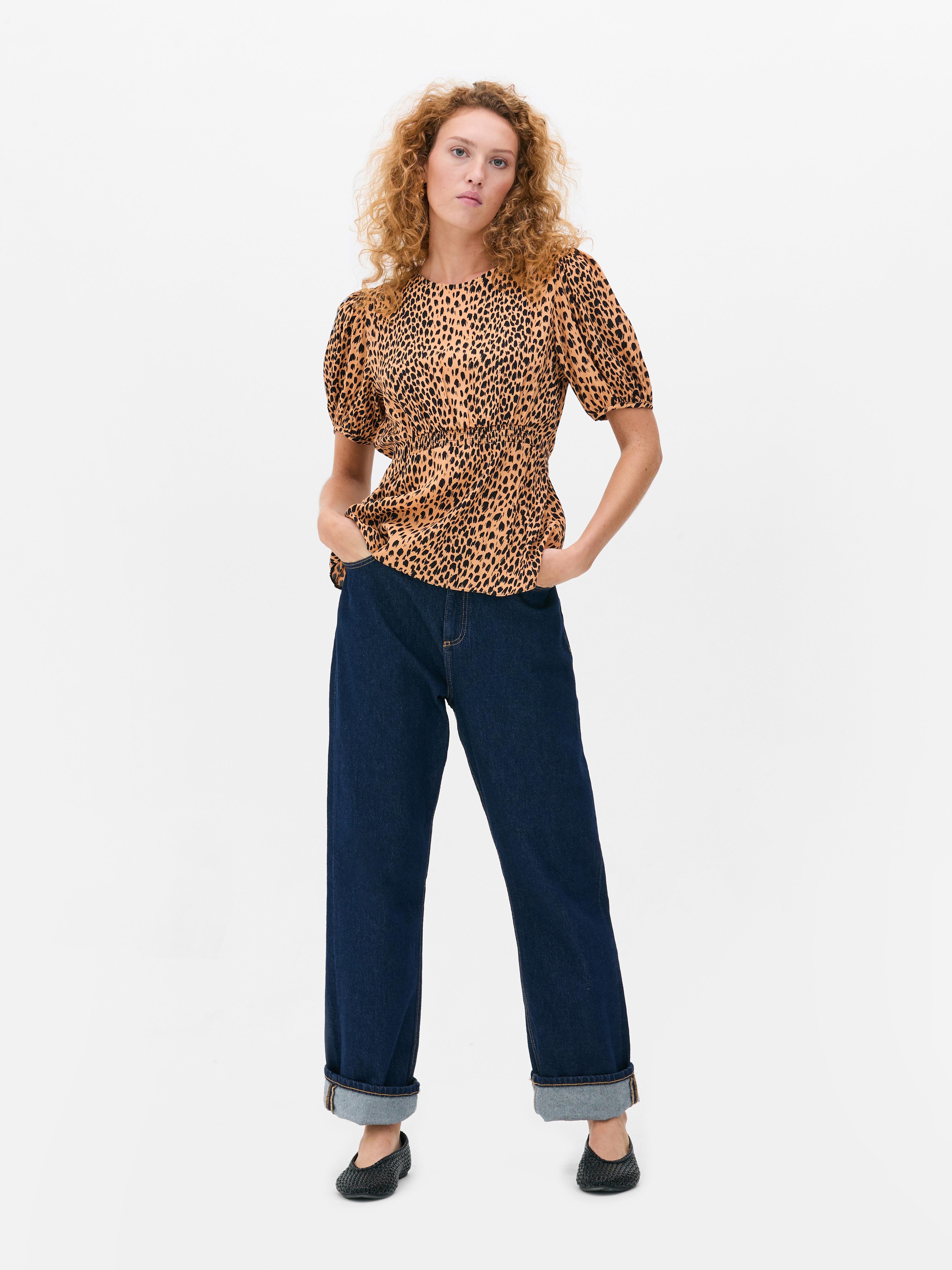 Puff Sleeve Printed Blouse