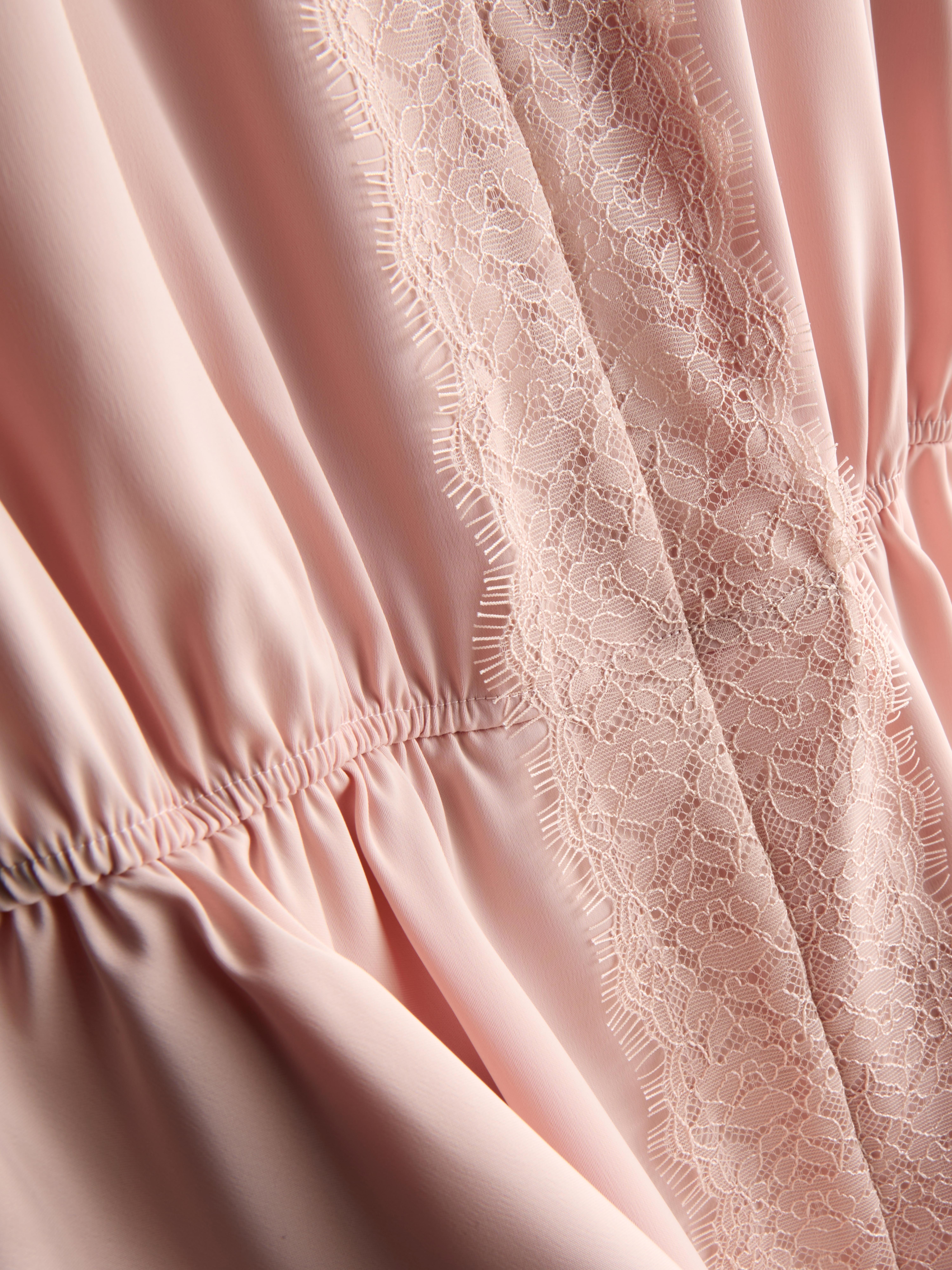 Satin Lace Insert Blouse