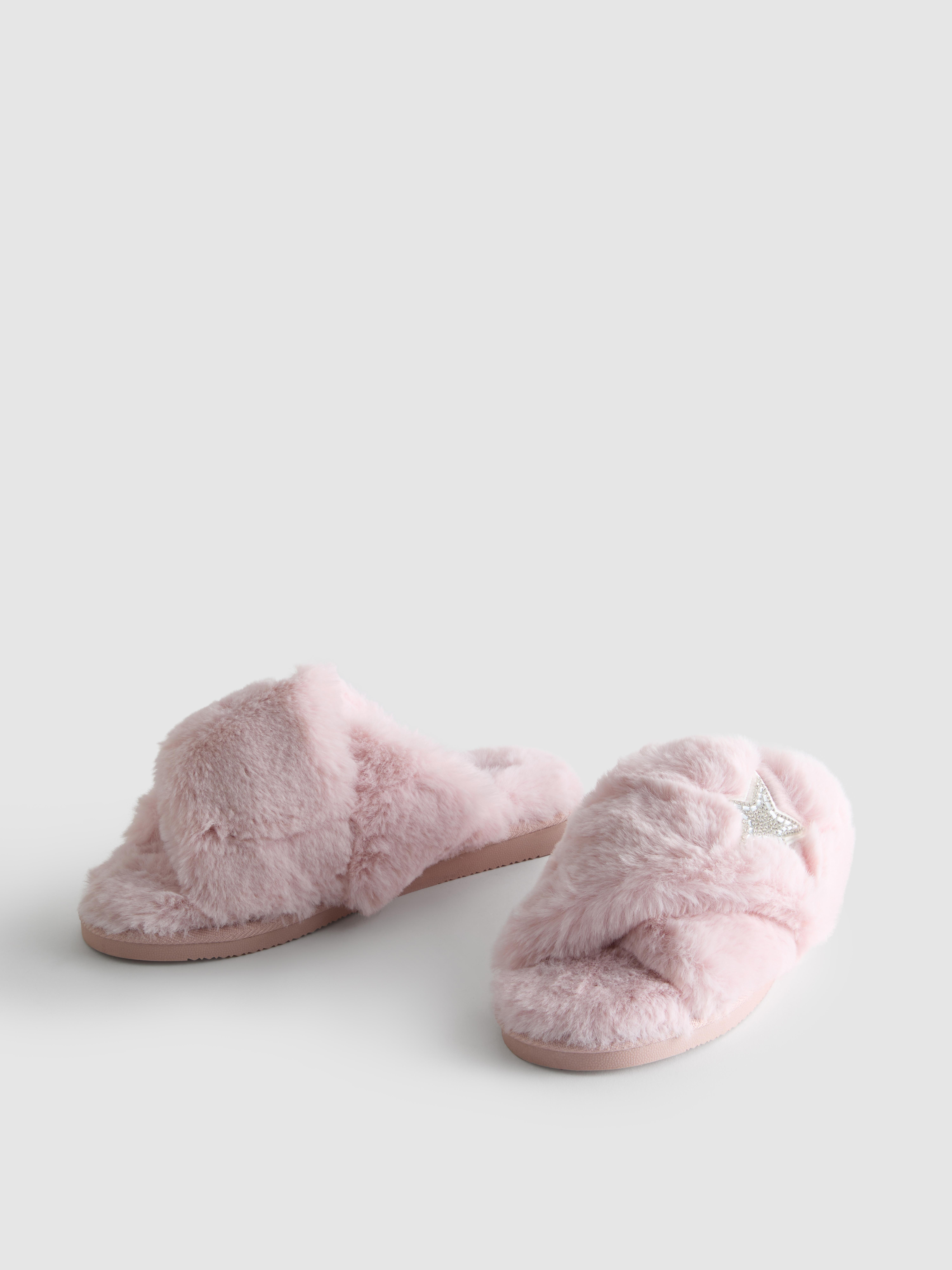 Embellished Cross Strap Slippers