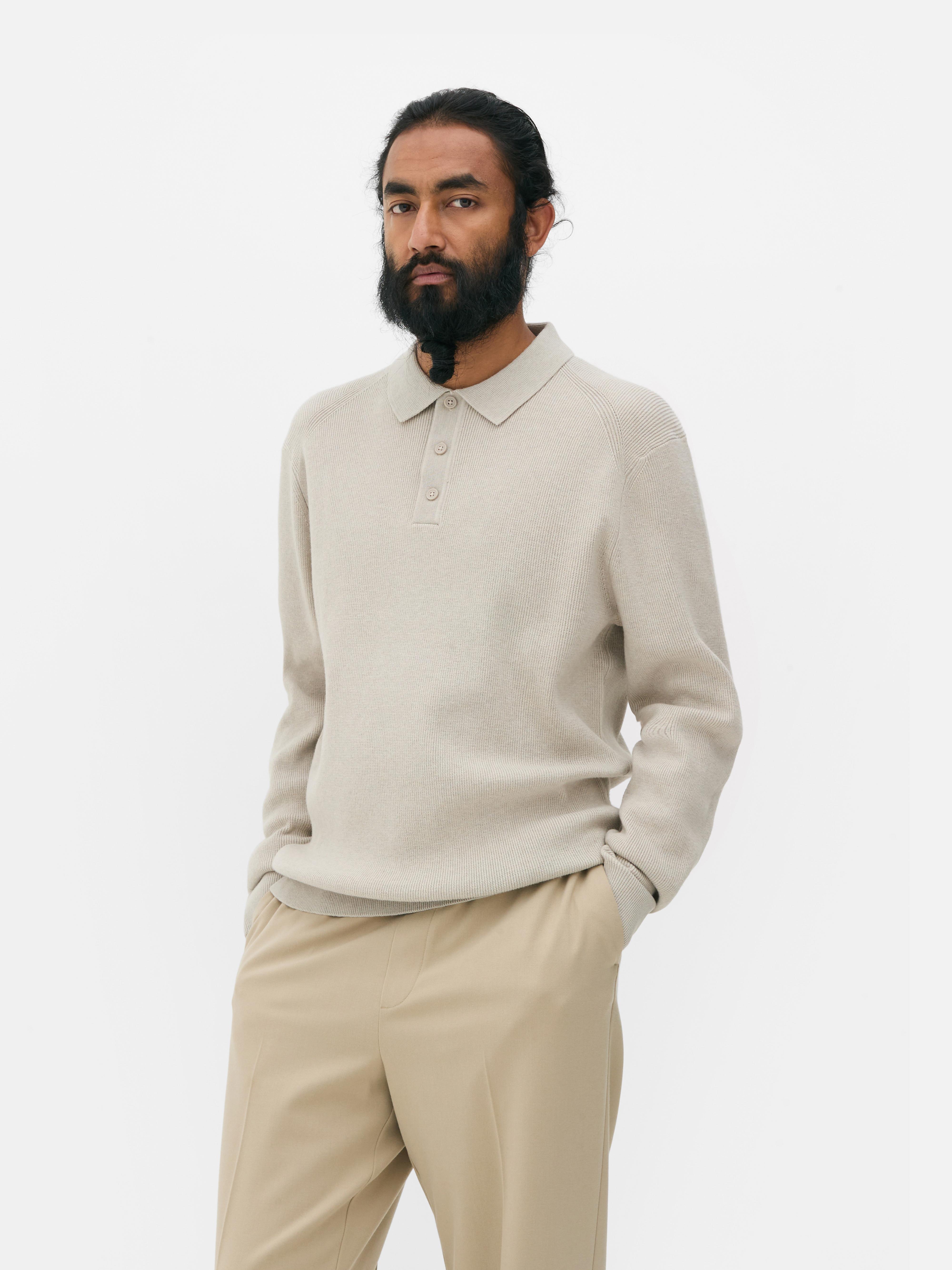Ribbed Polo Sweater