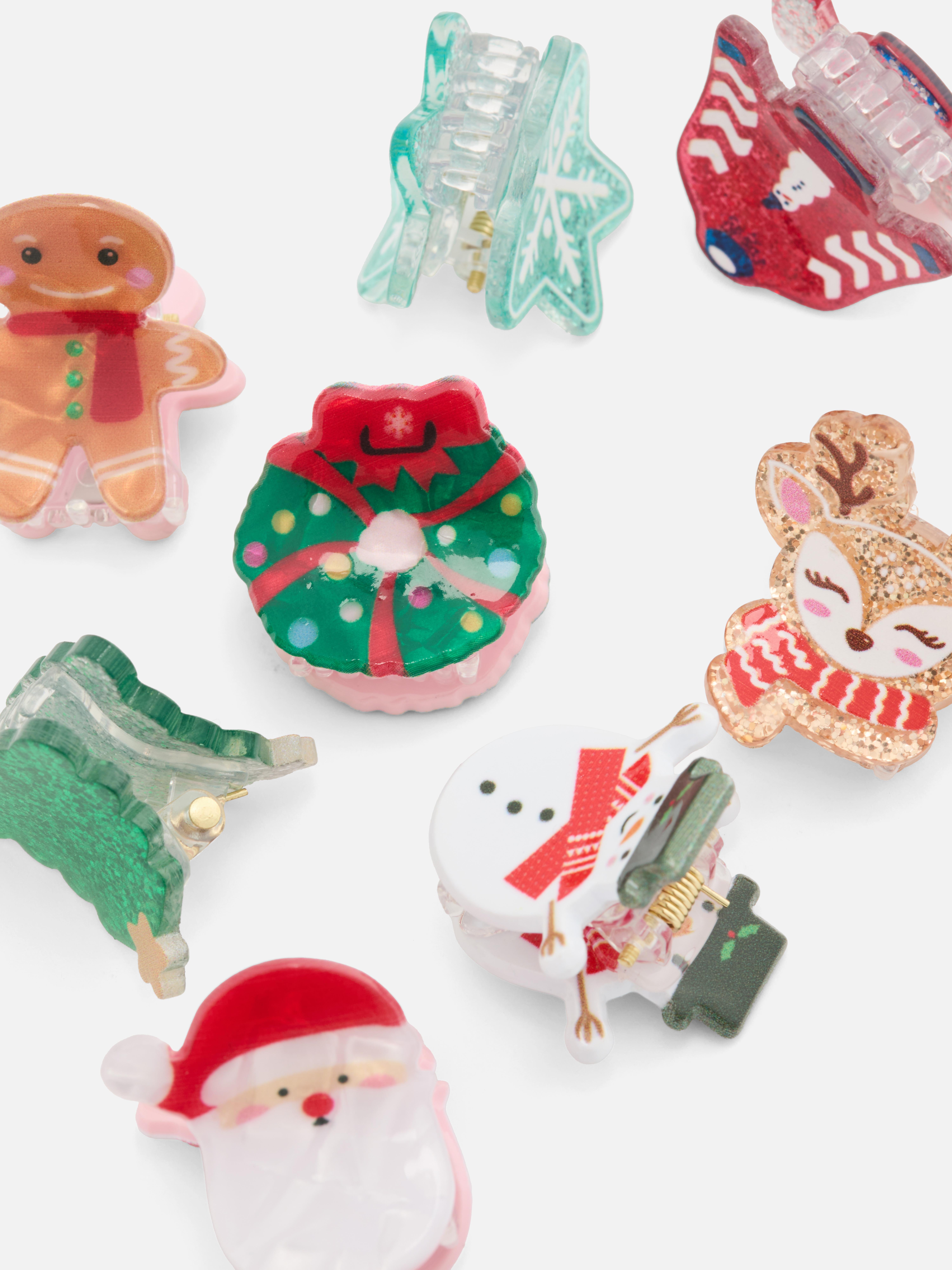 8pk Mini Christmas Claw Clips