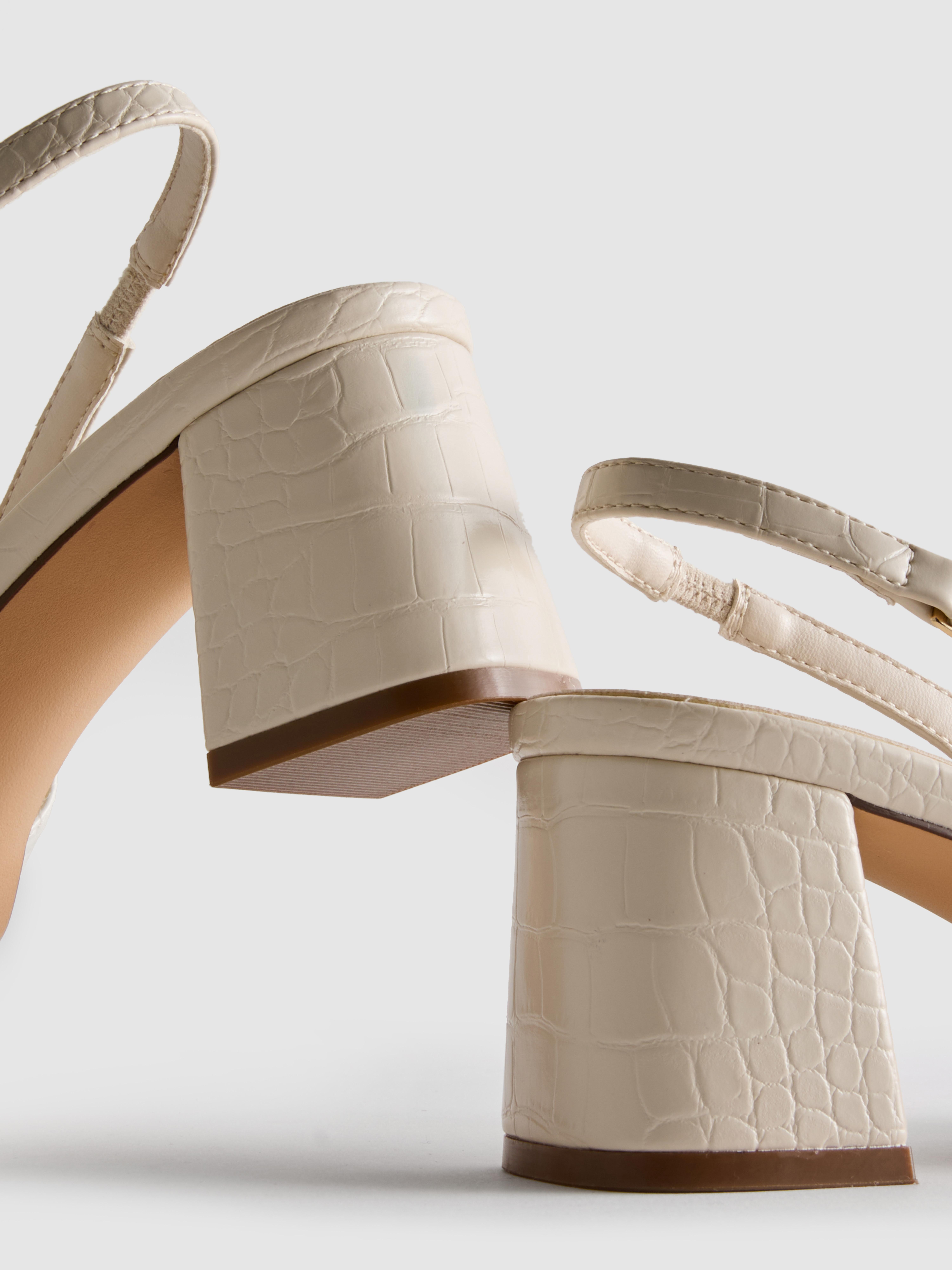 Wide Fit Faux Croc Sling Back Heels