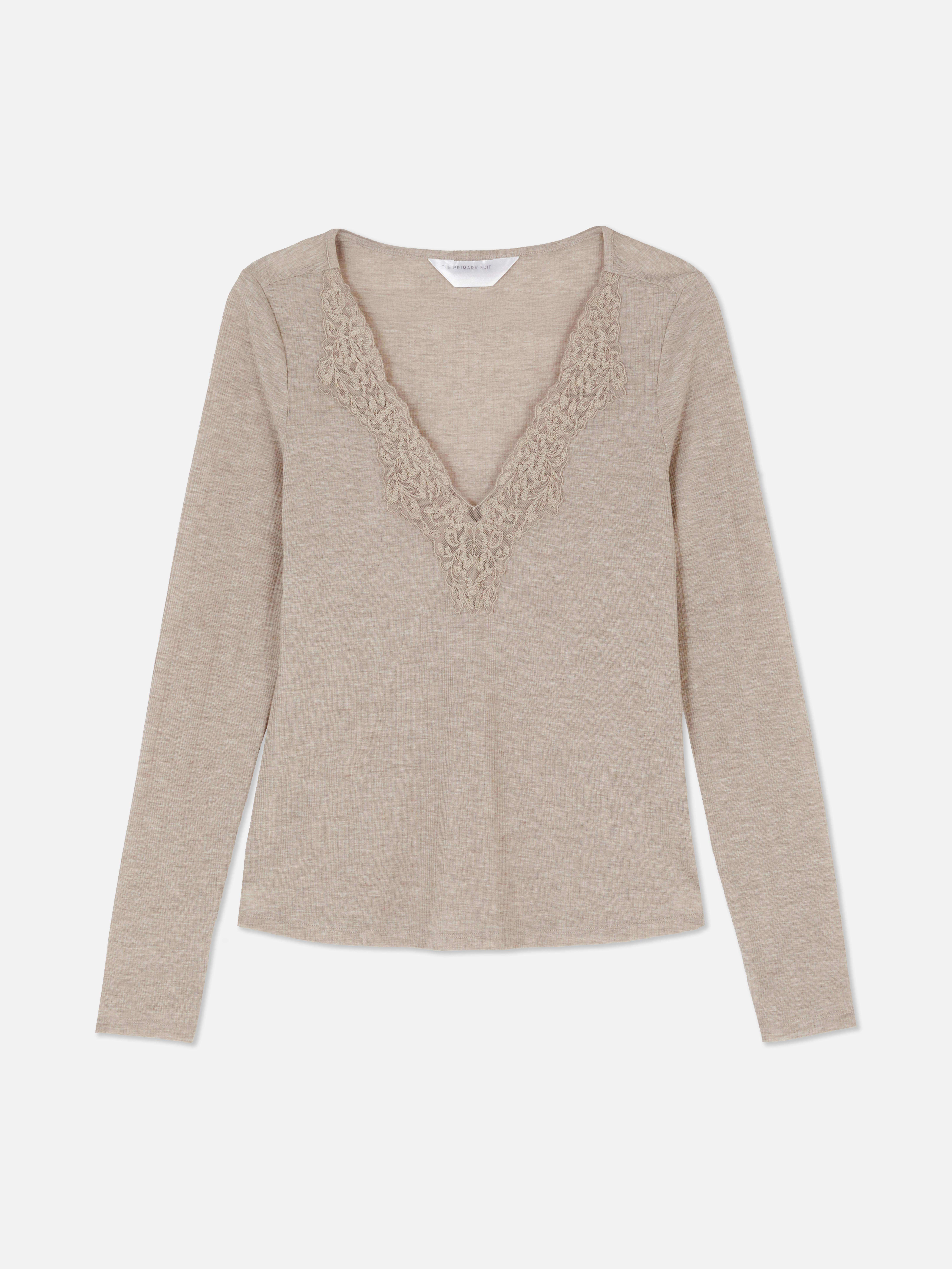 Lace V-Neck Pajama Top