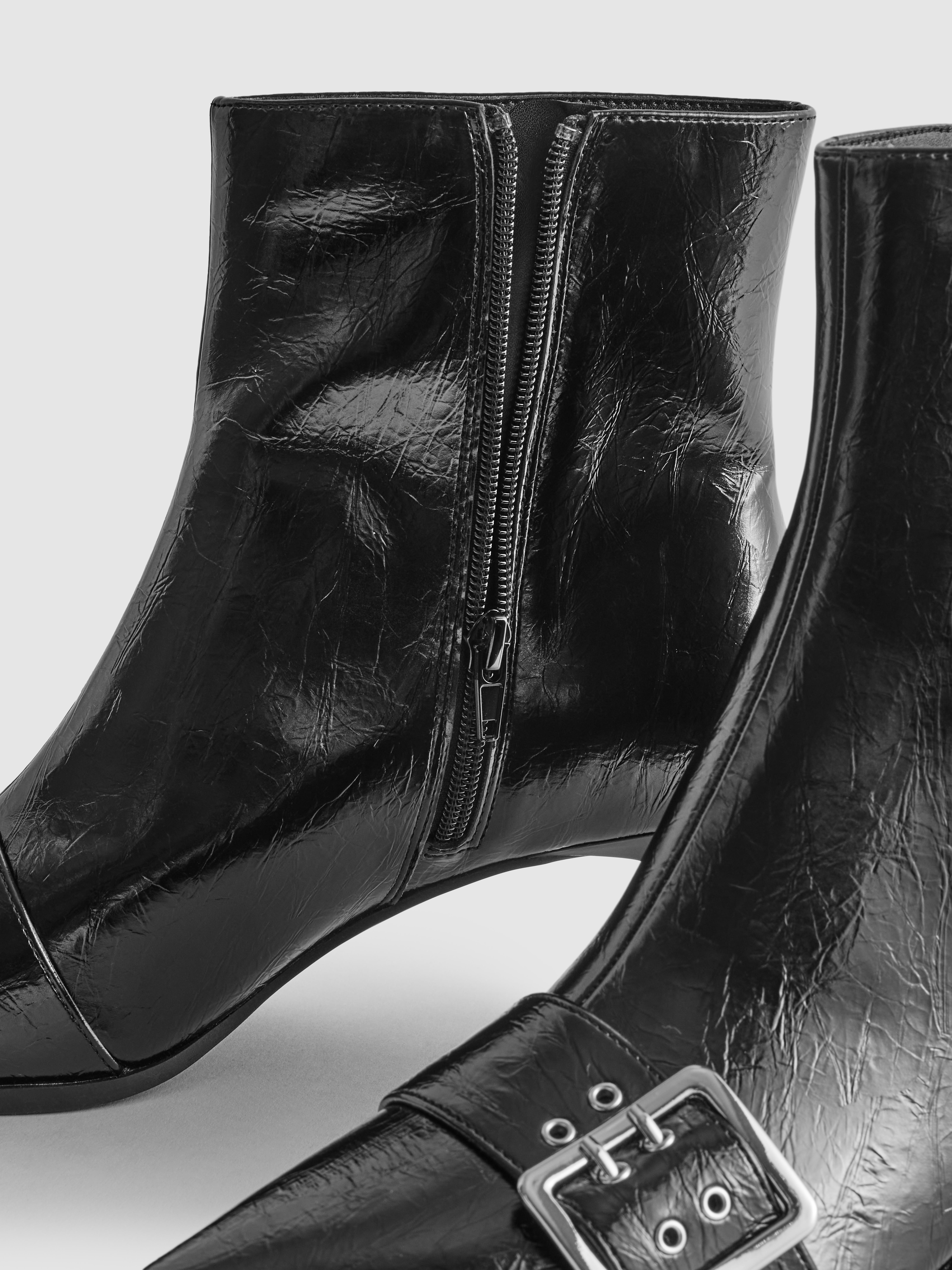 Buckle Detail Heeled Ankle Boots