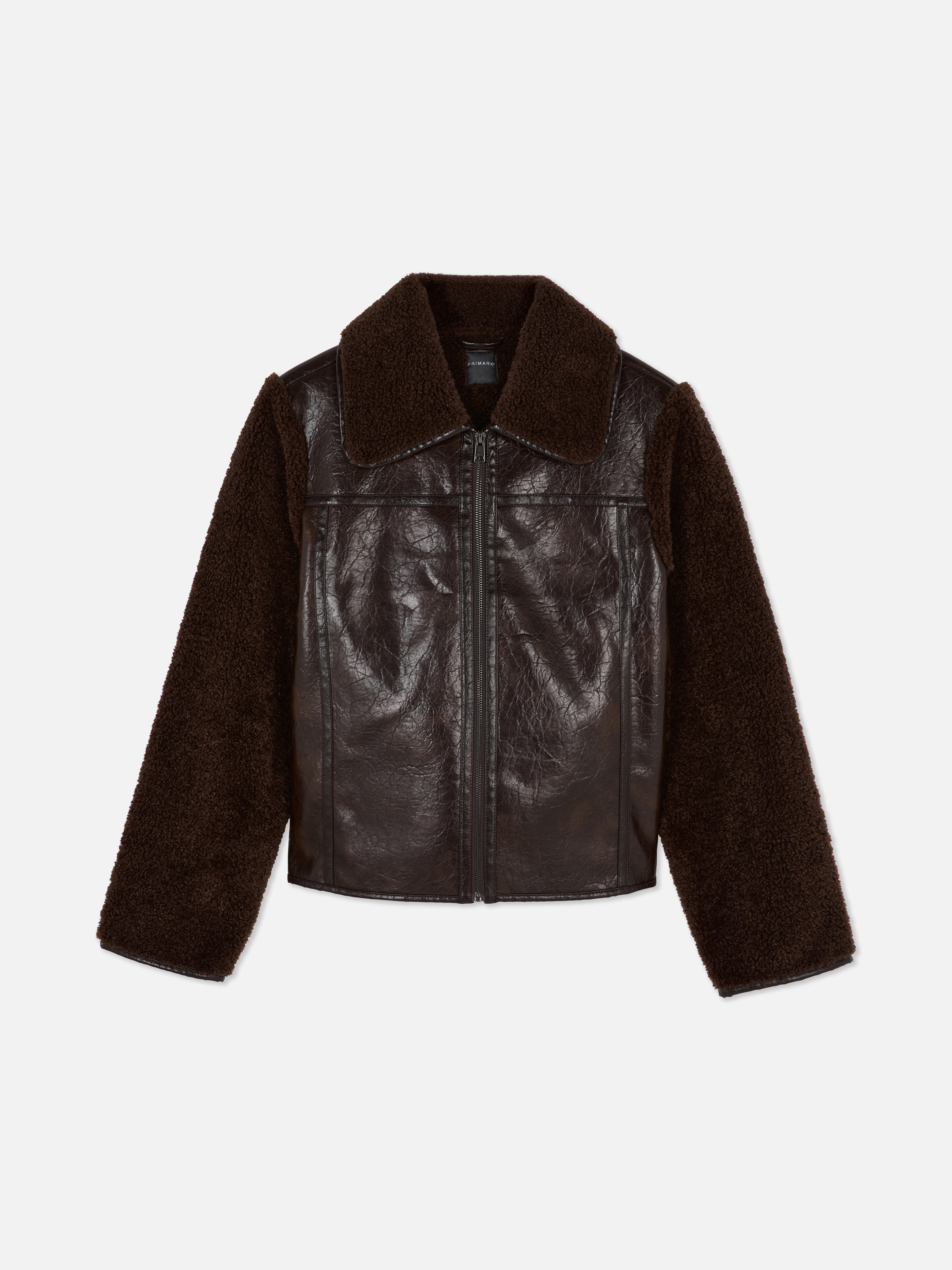 Paula Echevarría Faux Leather Aviator Jacket
