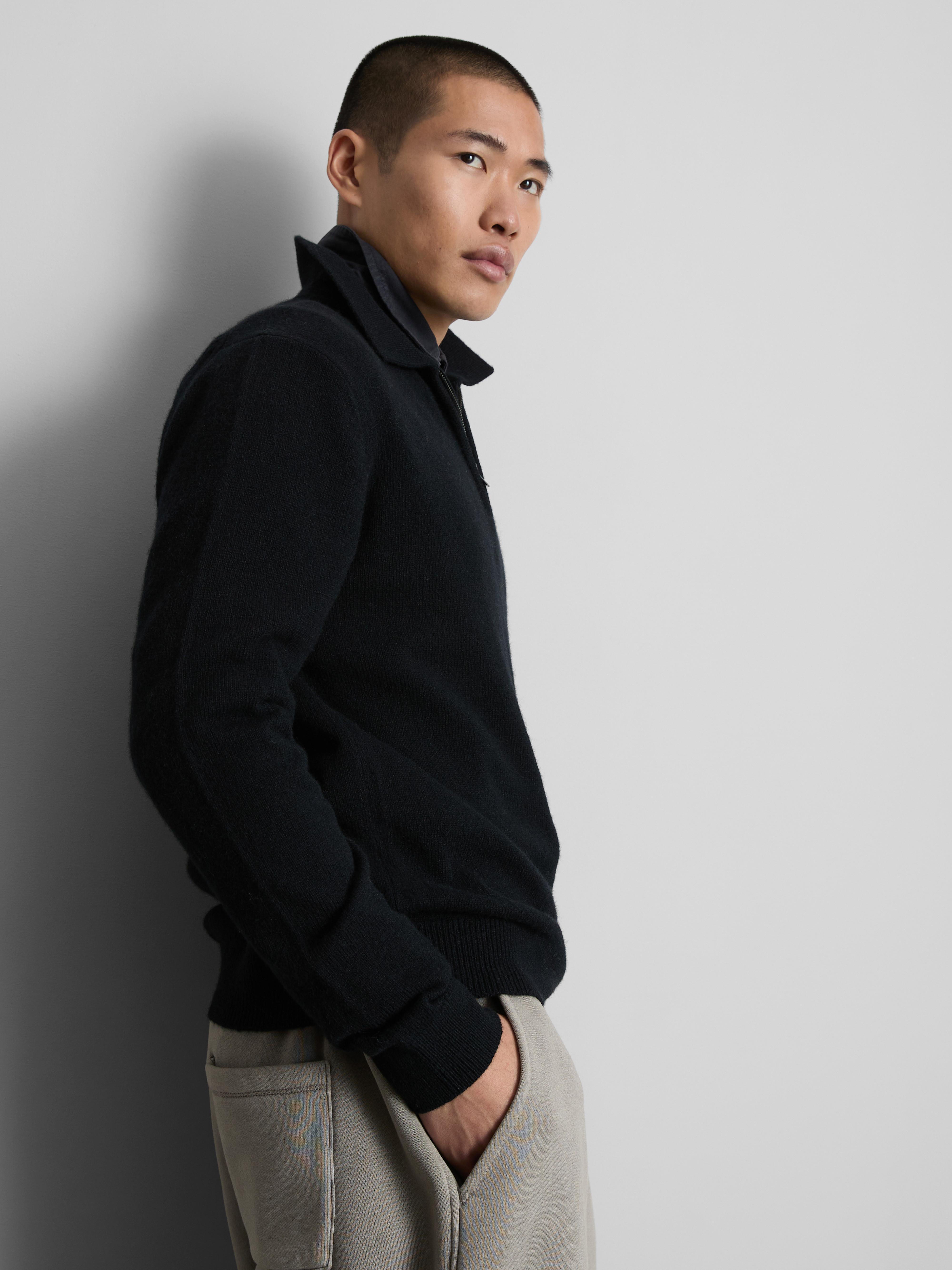 Wool Rich Quarter Zip Polo Sweater