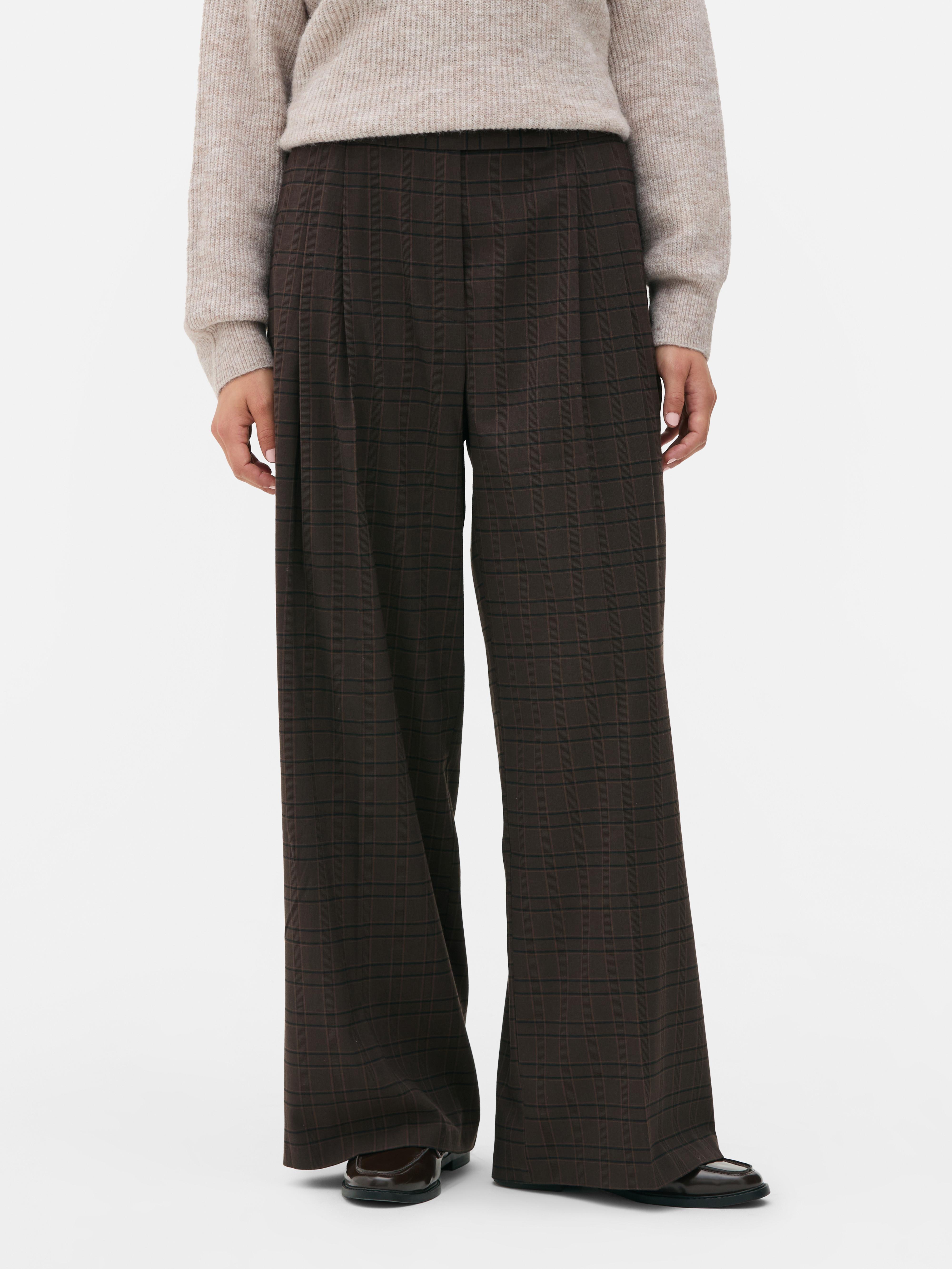 High-Waisted Check Pants