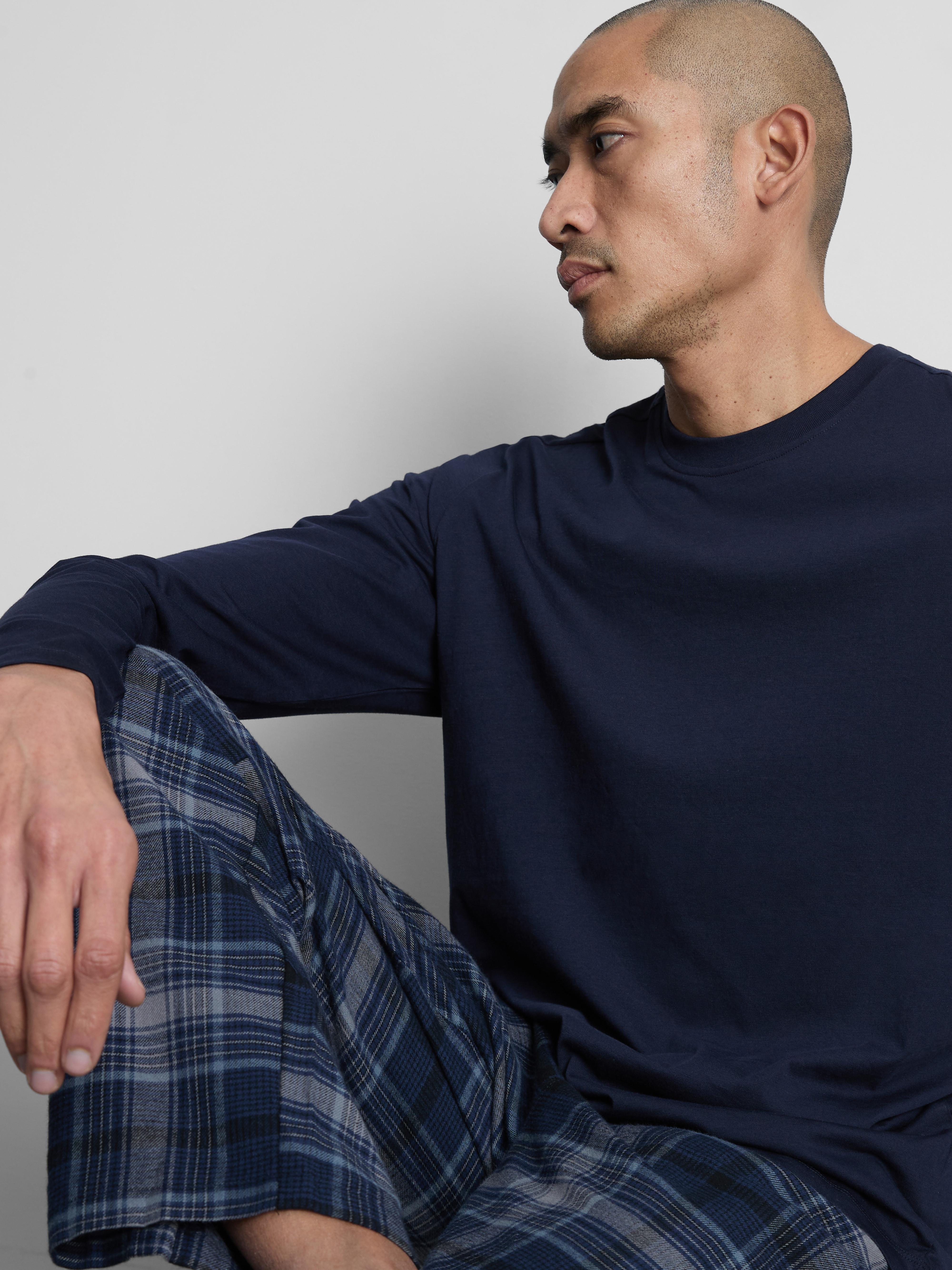 Brushed Cotton Check Long Pajamas