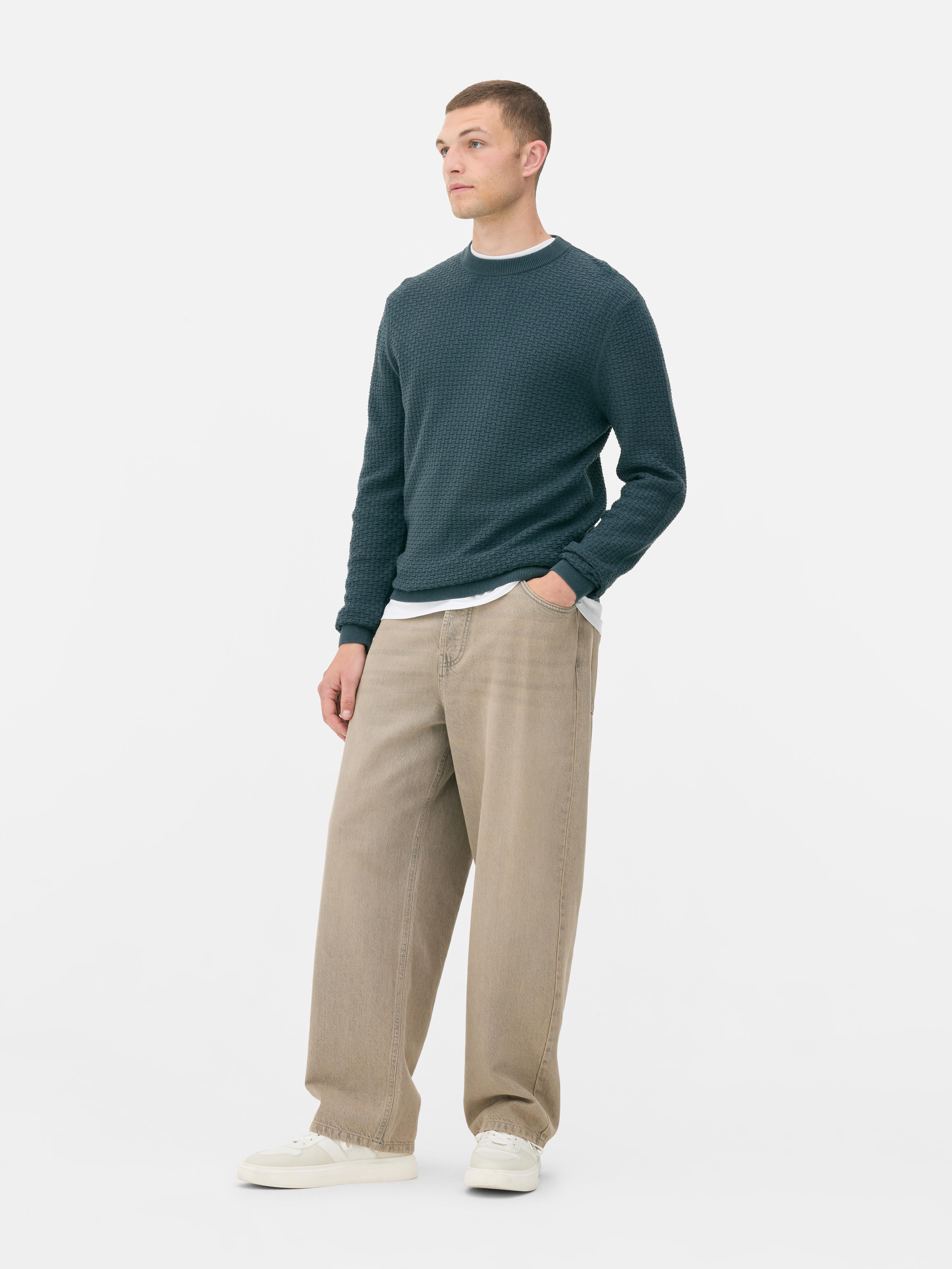 Textured Crew Neck Sweater