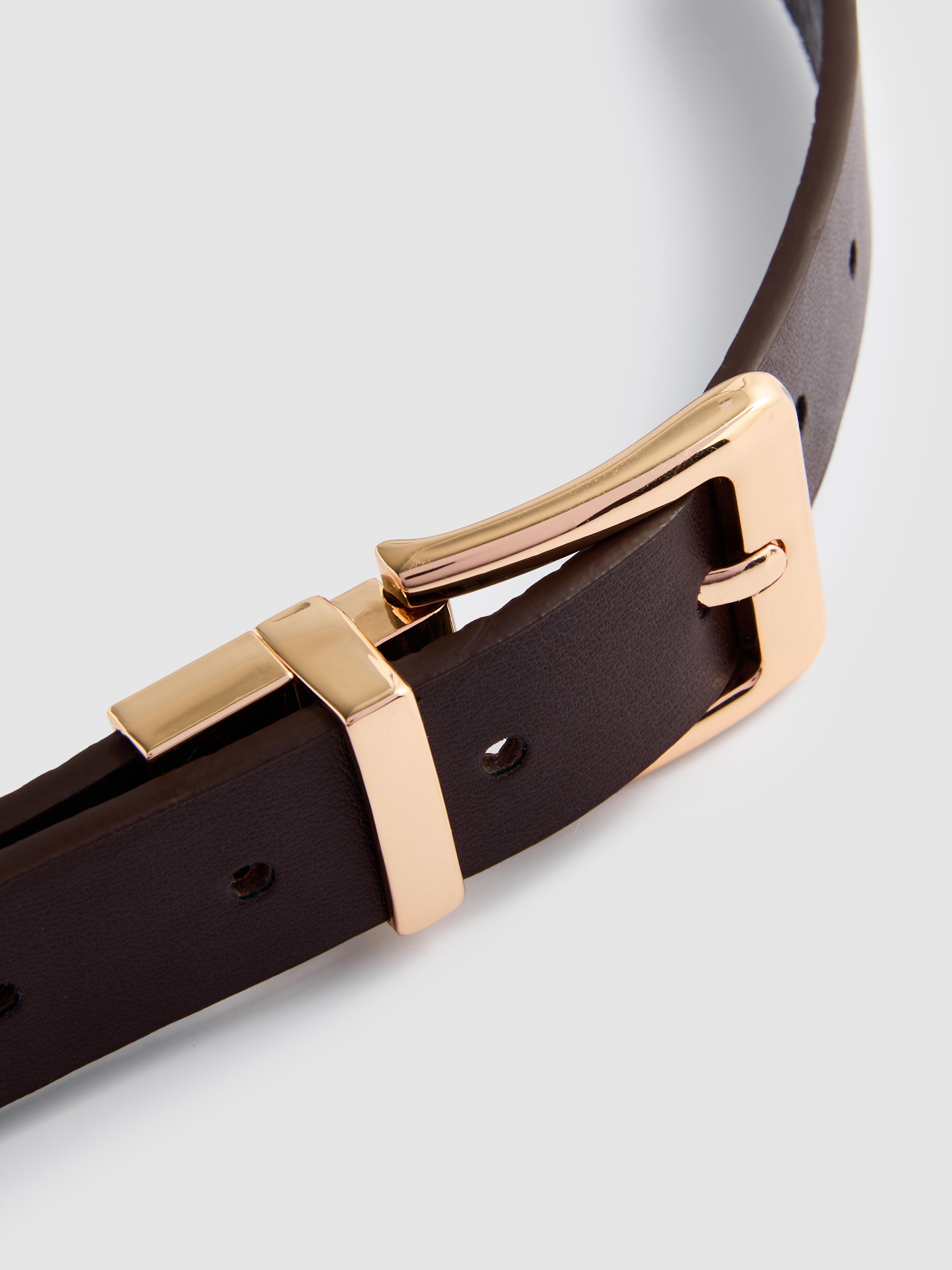 Reversible Belt With Metallic Buckle
