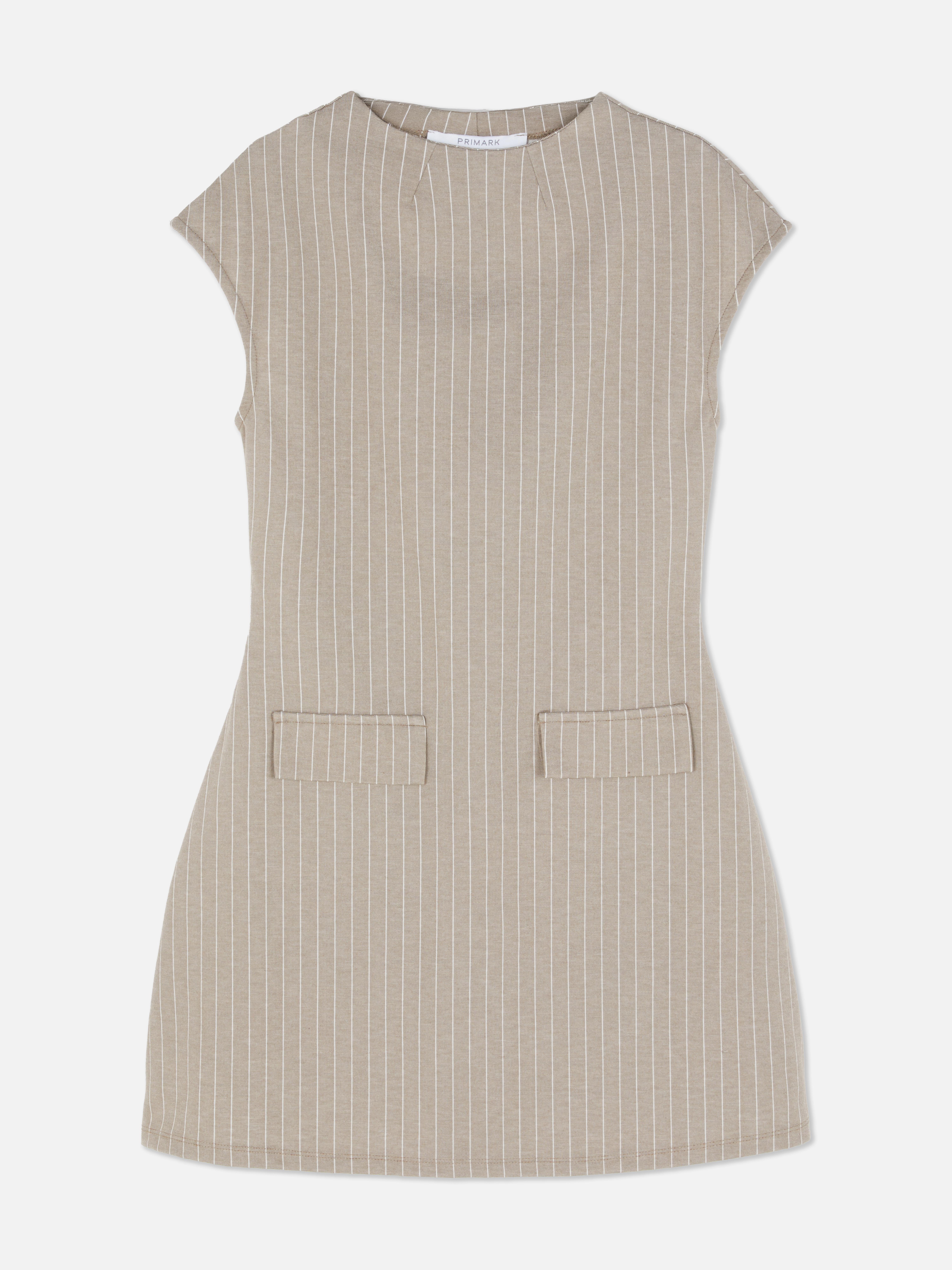 Round Neck Pinstripe Mini Dress
