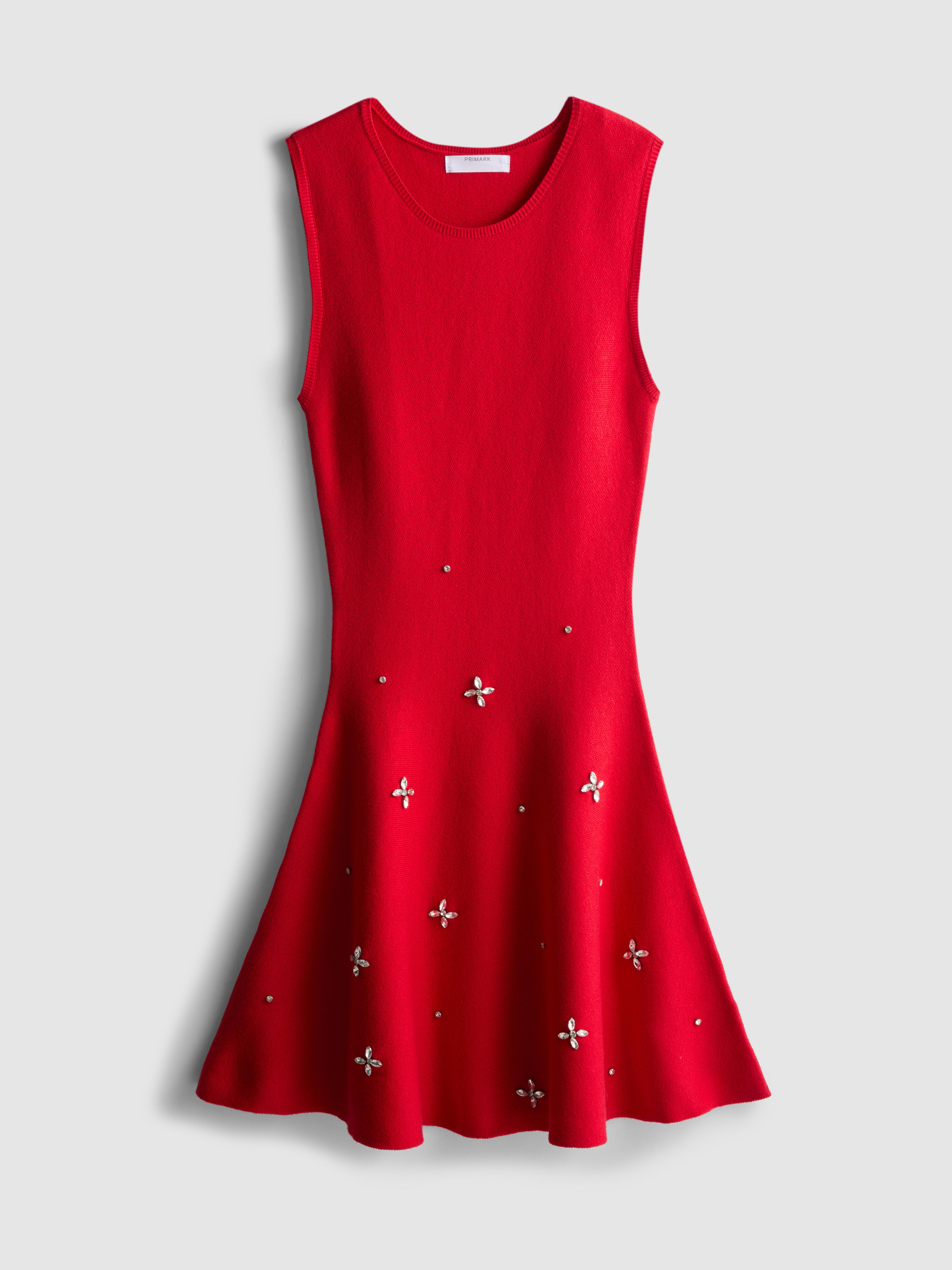 Embroidered Knit Mini Dress