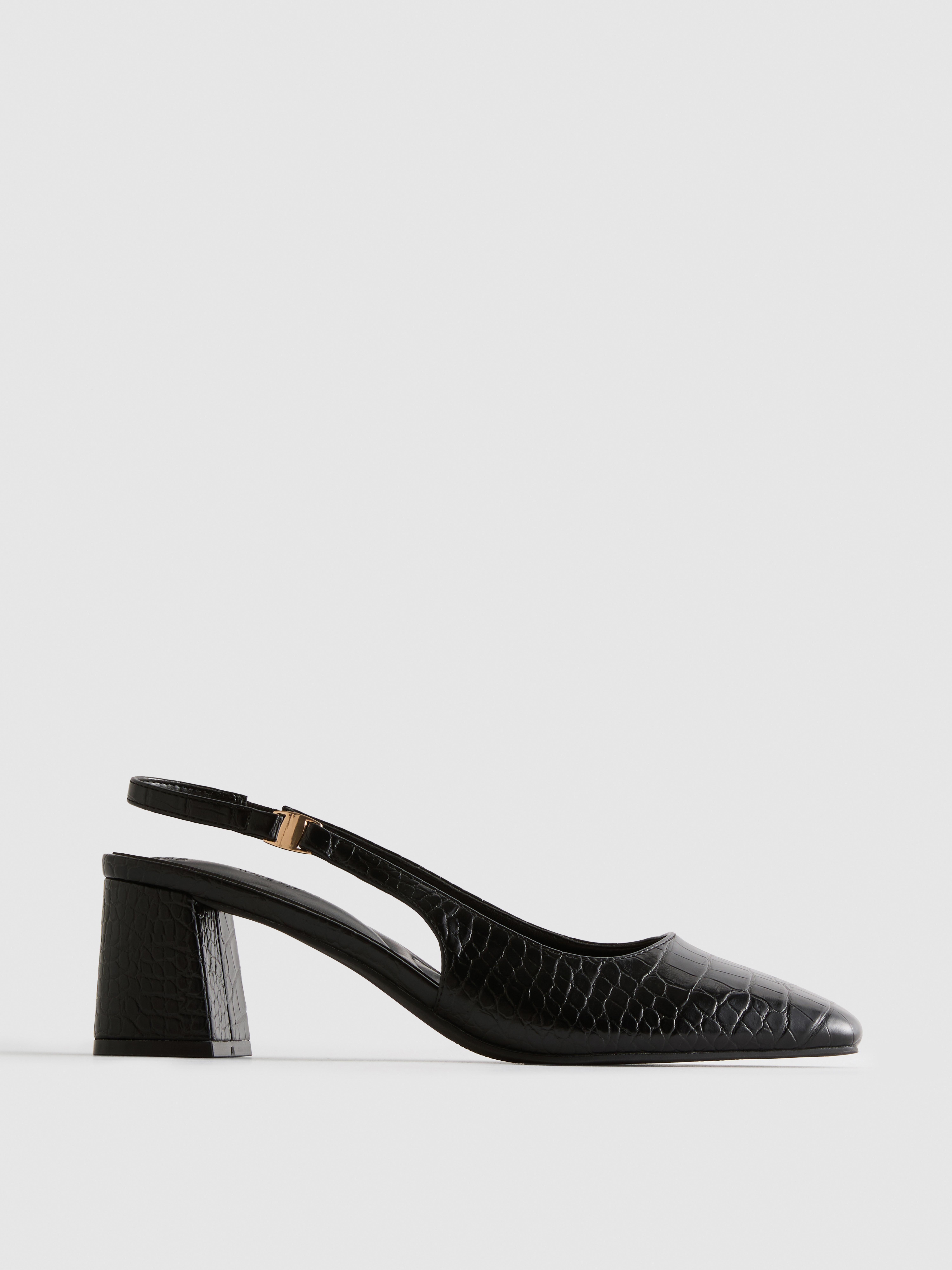 Wide Fit Faux Croc Sling Back Heels