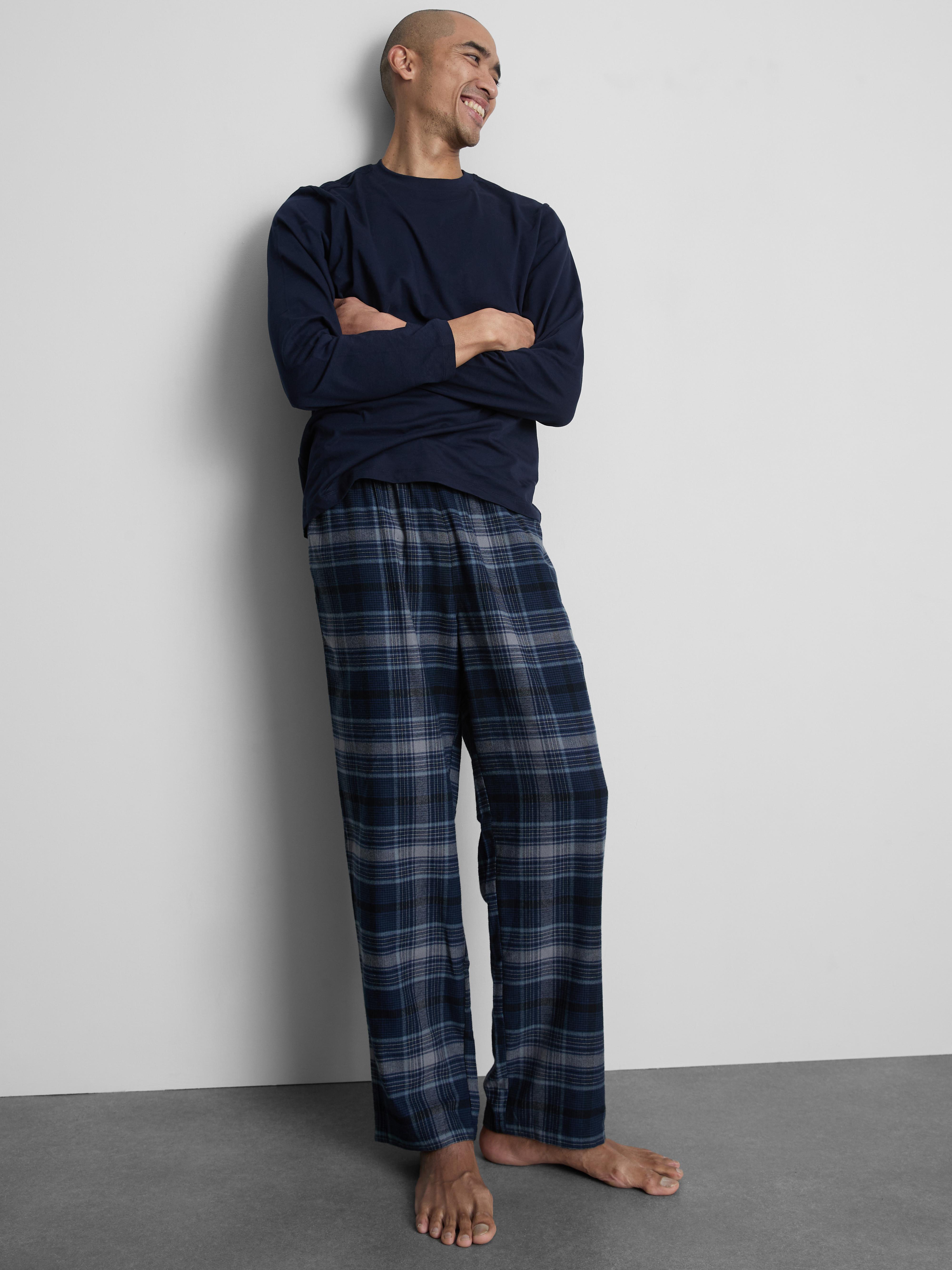 Brushed Cotton Check Long Pajamas