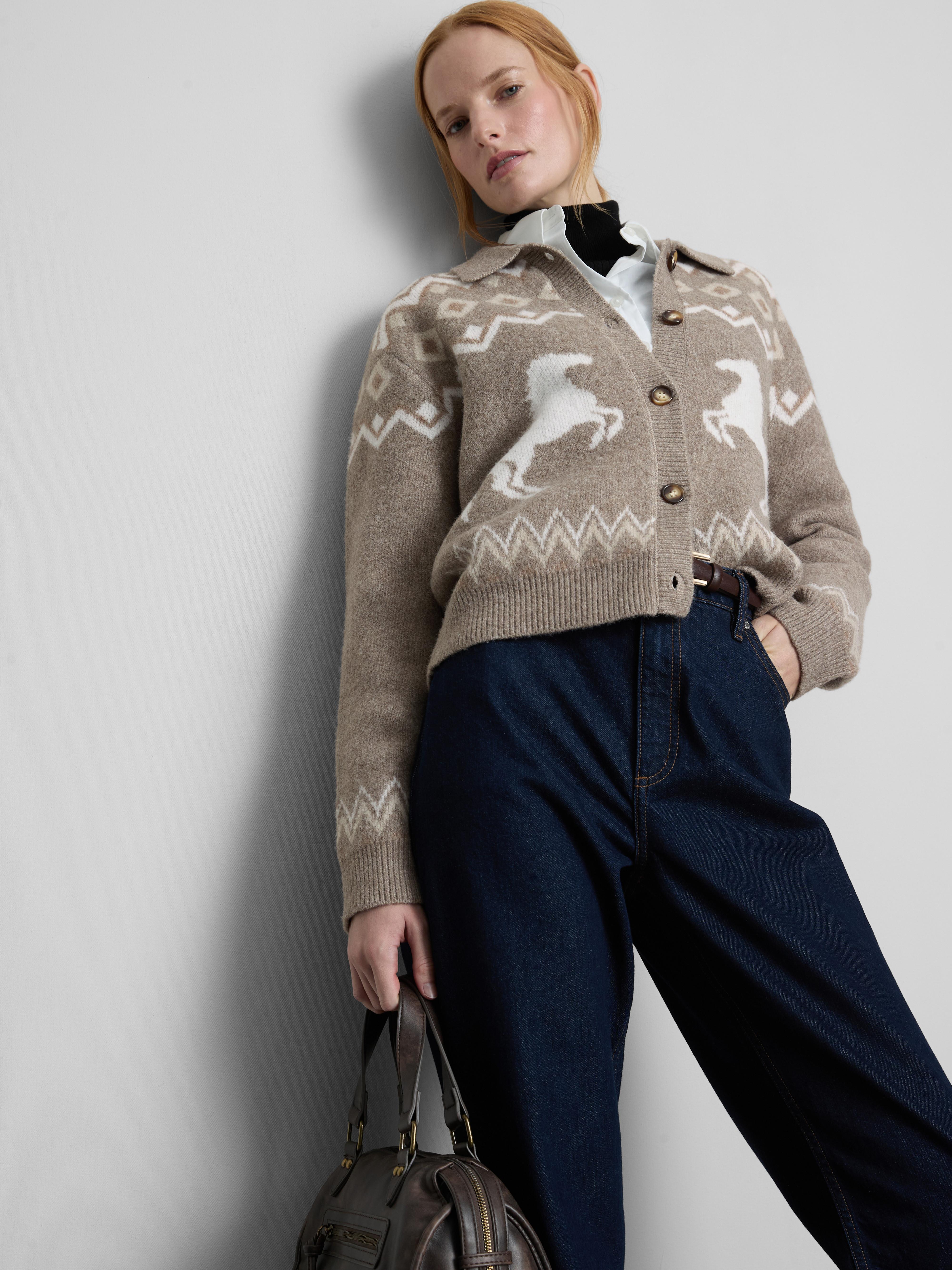 Horse Detail Collared Shacket