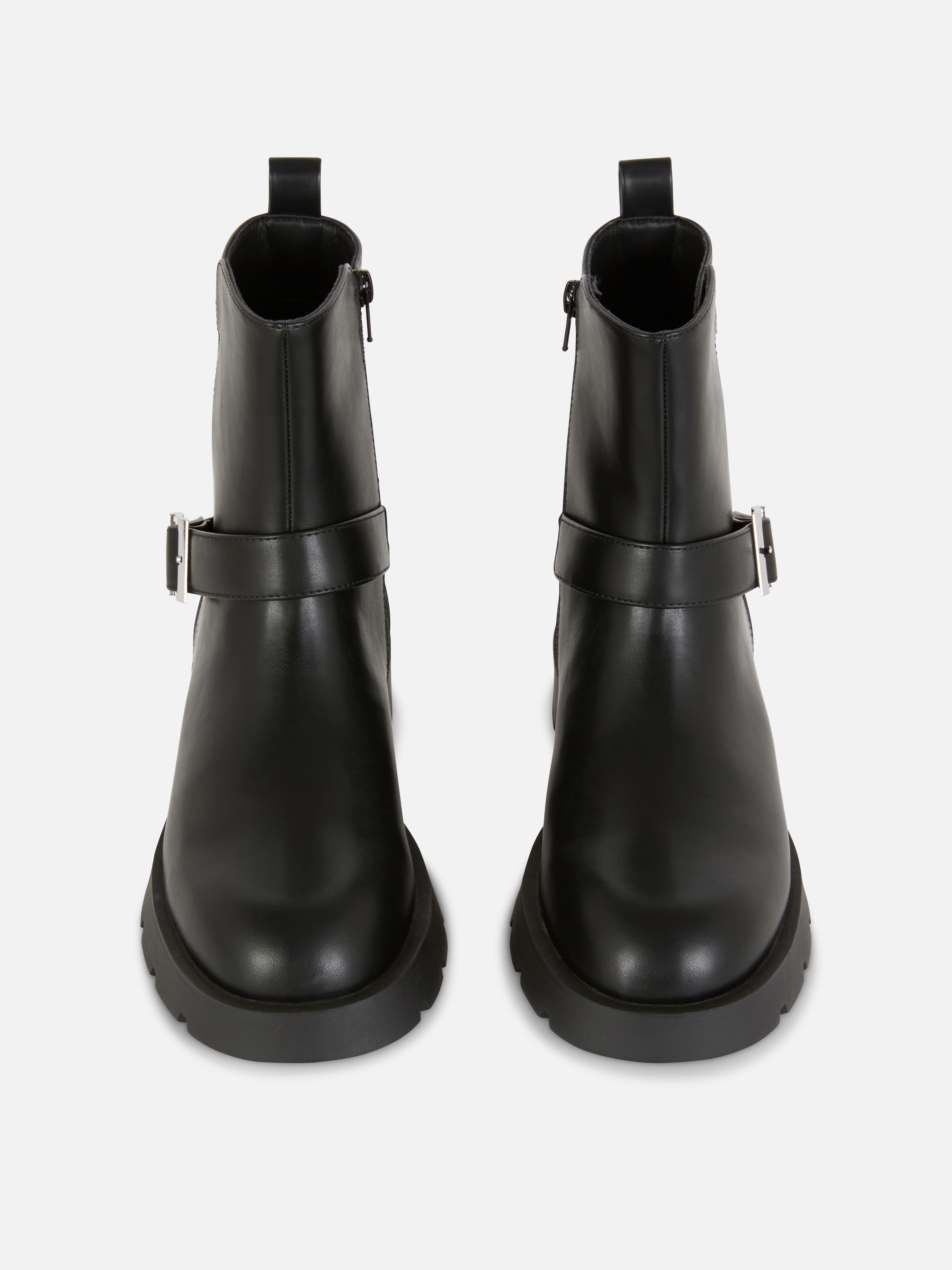 Buckle Detail Biker Boots