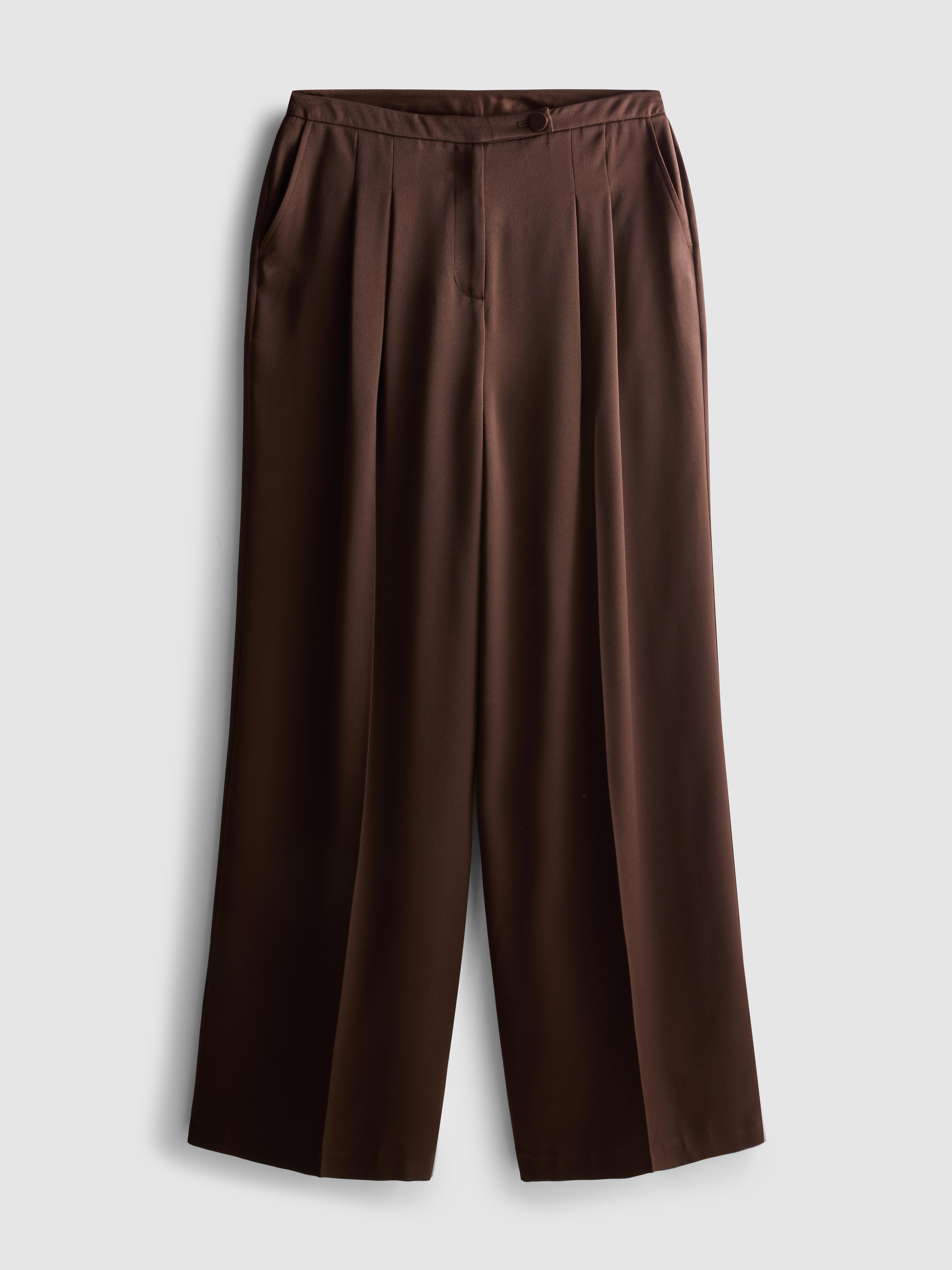 Satin Pleated Wide Leg Pants