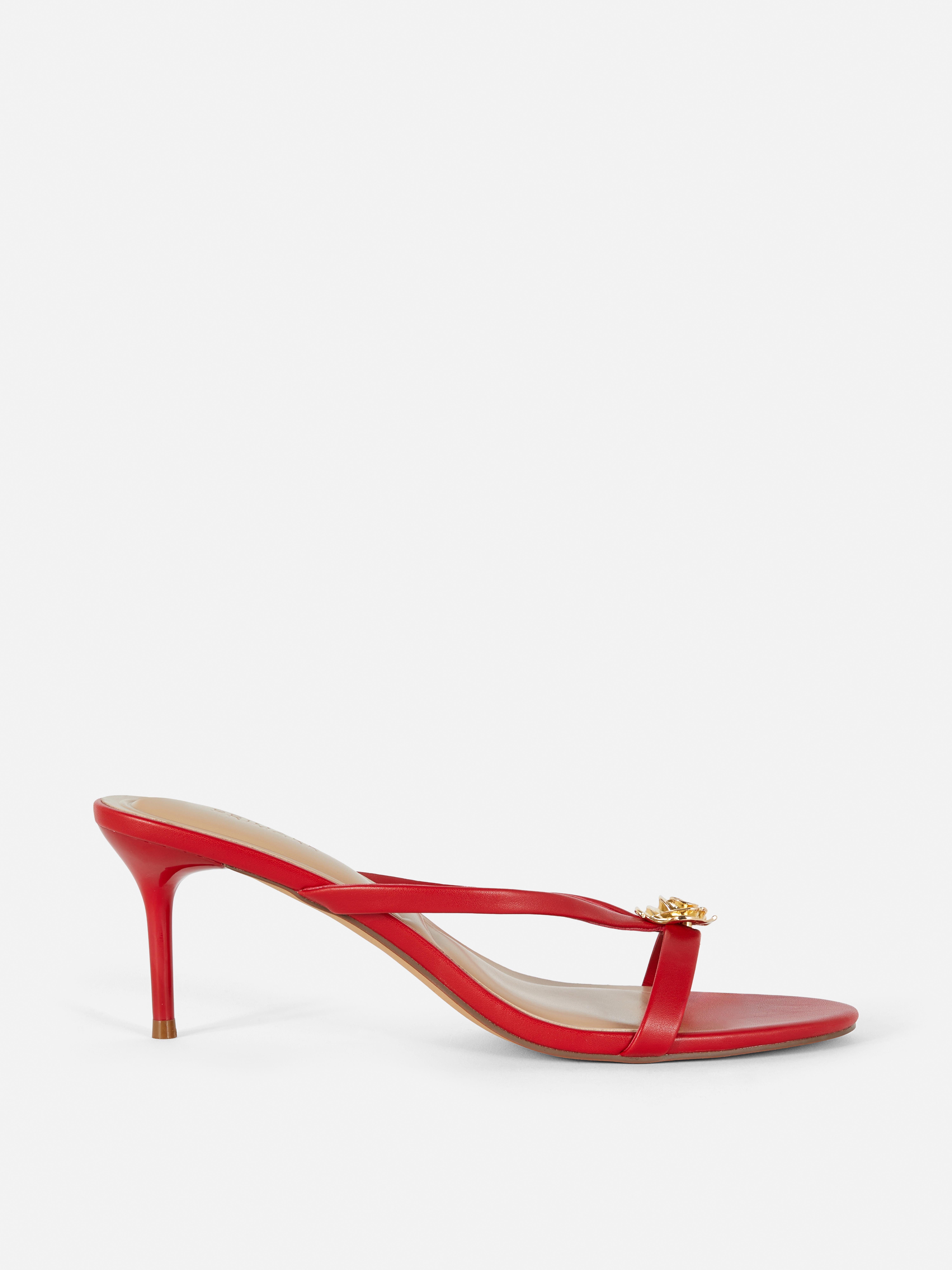 Metal Detail Kitten Mule Heels