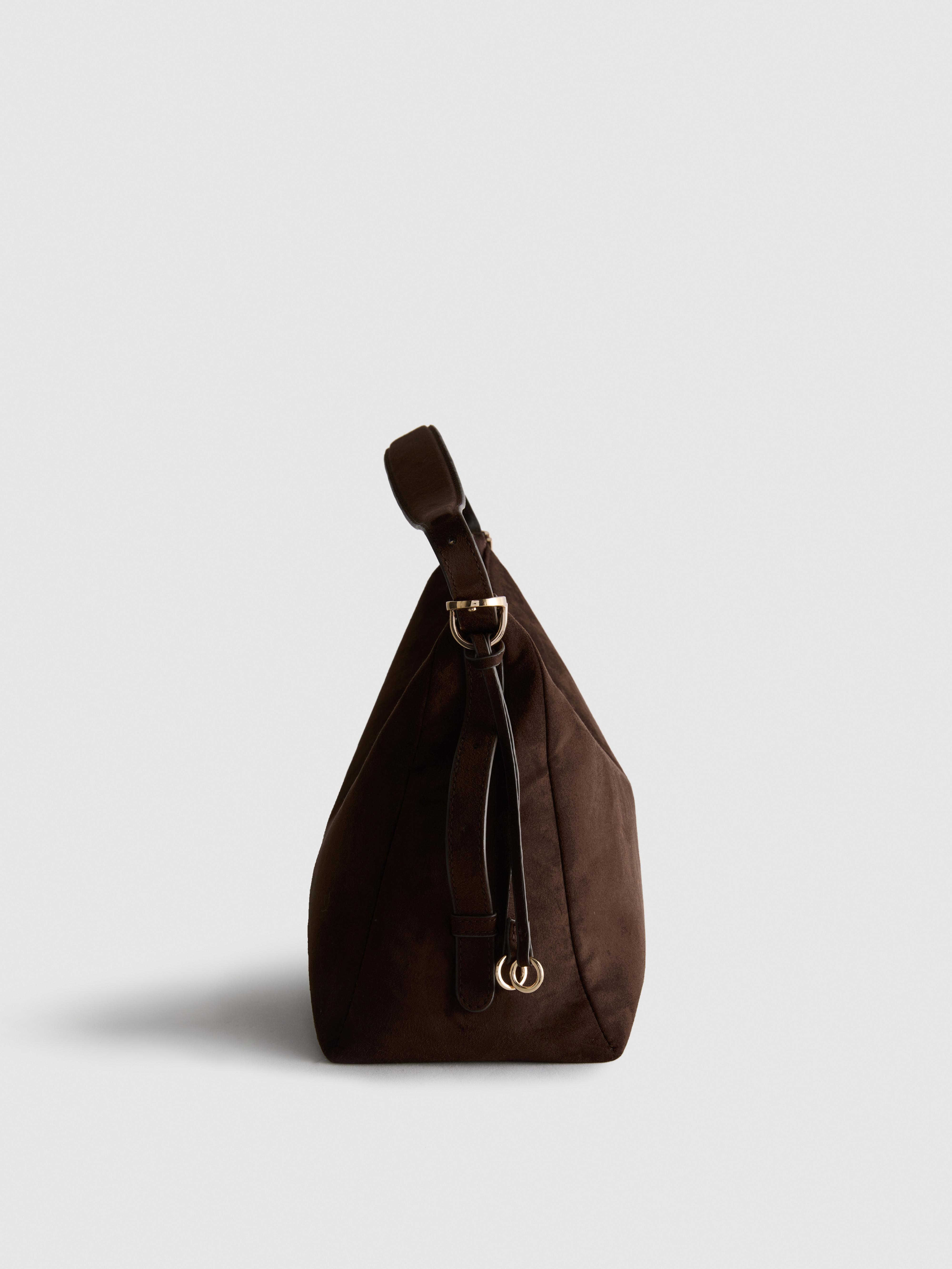 Paula Echevarría Faux Suede Curved Shoulder Bag