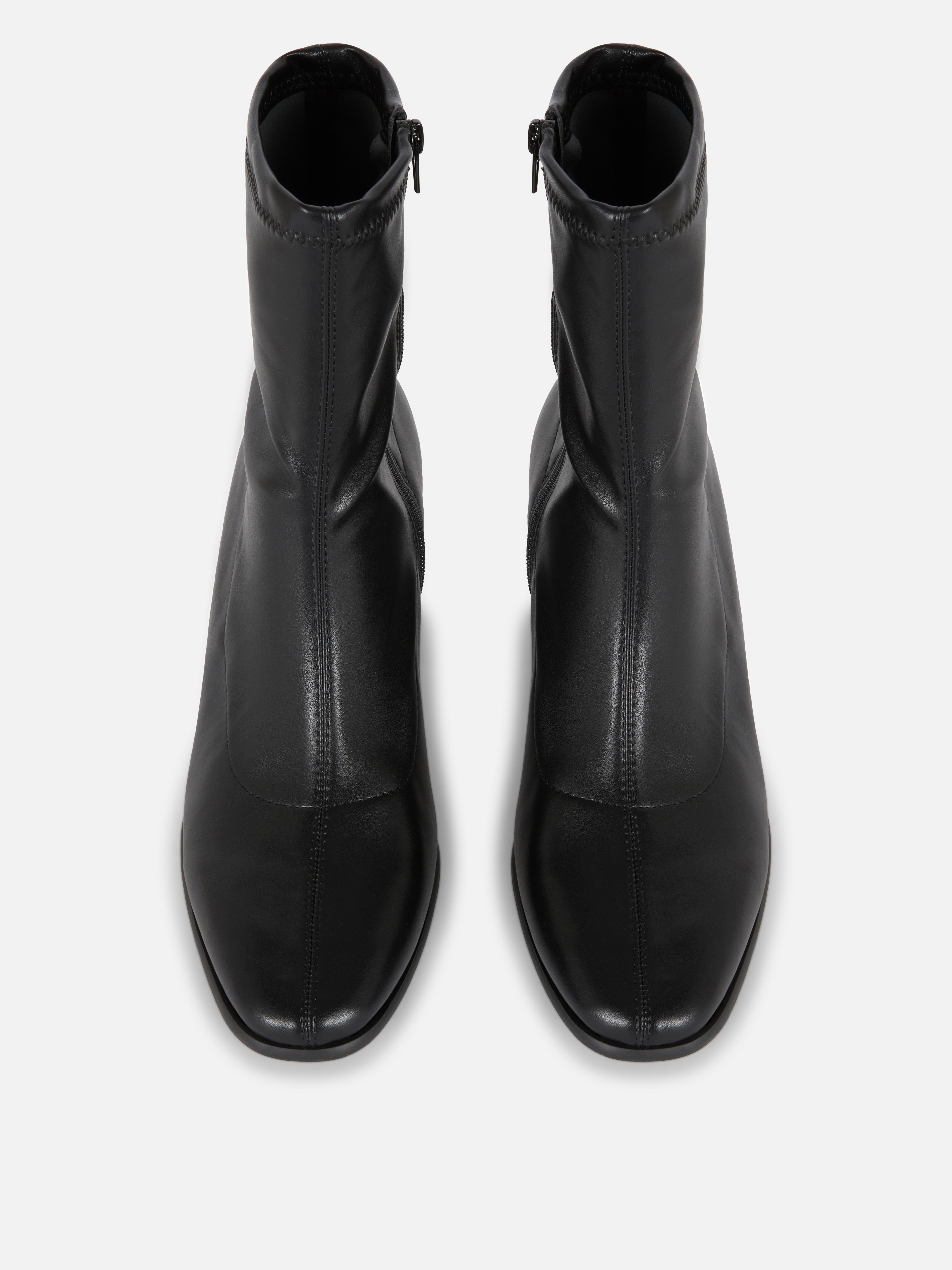 Block Heel Stretch Ankle Boots