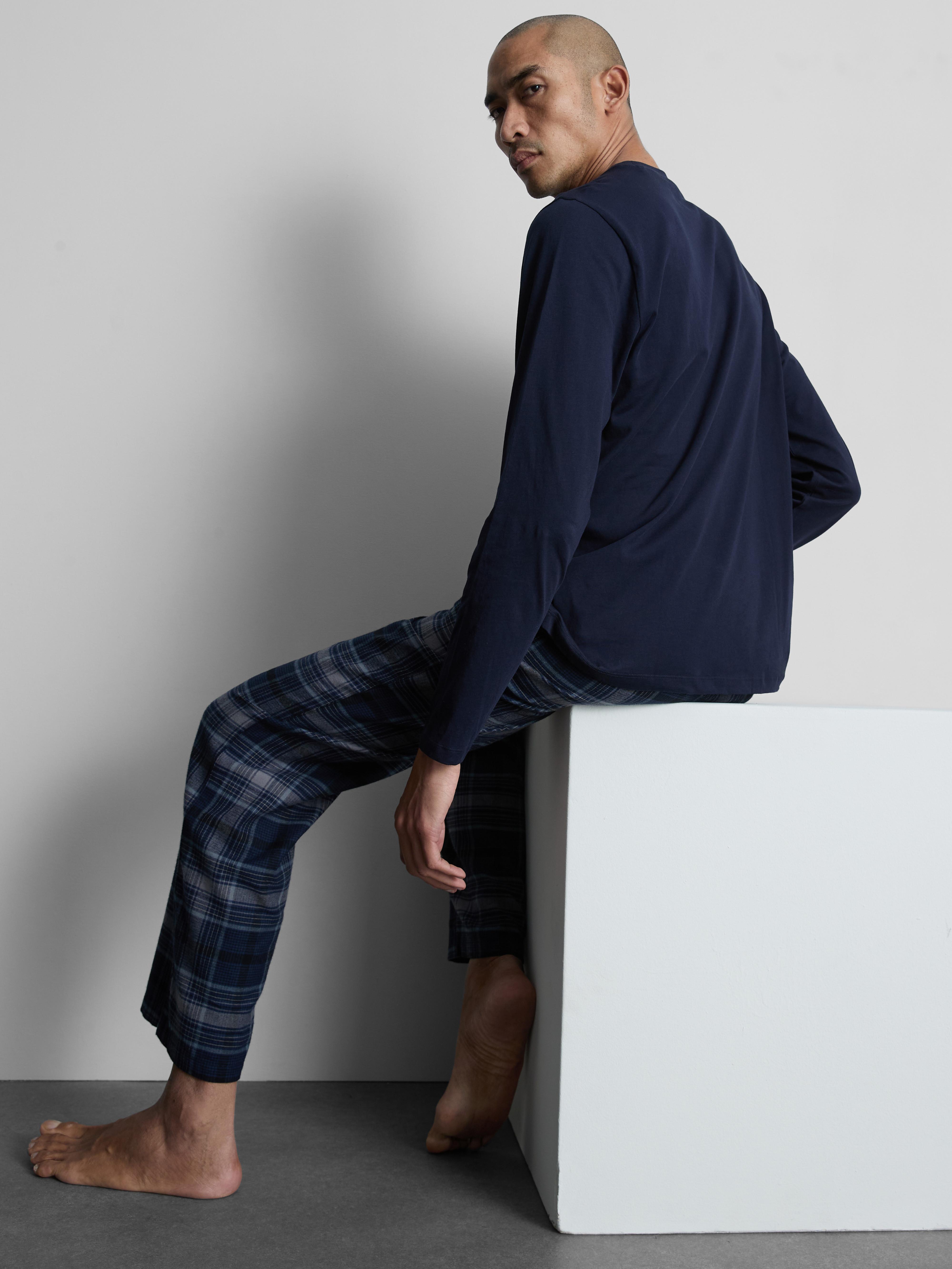 Brushed Cotton Check Long Pajamas