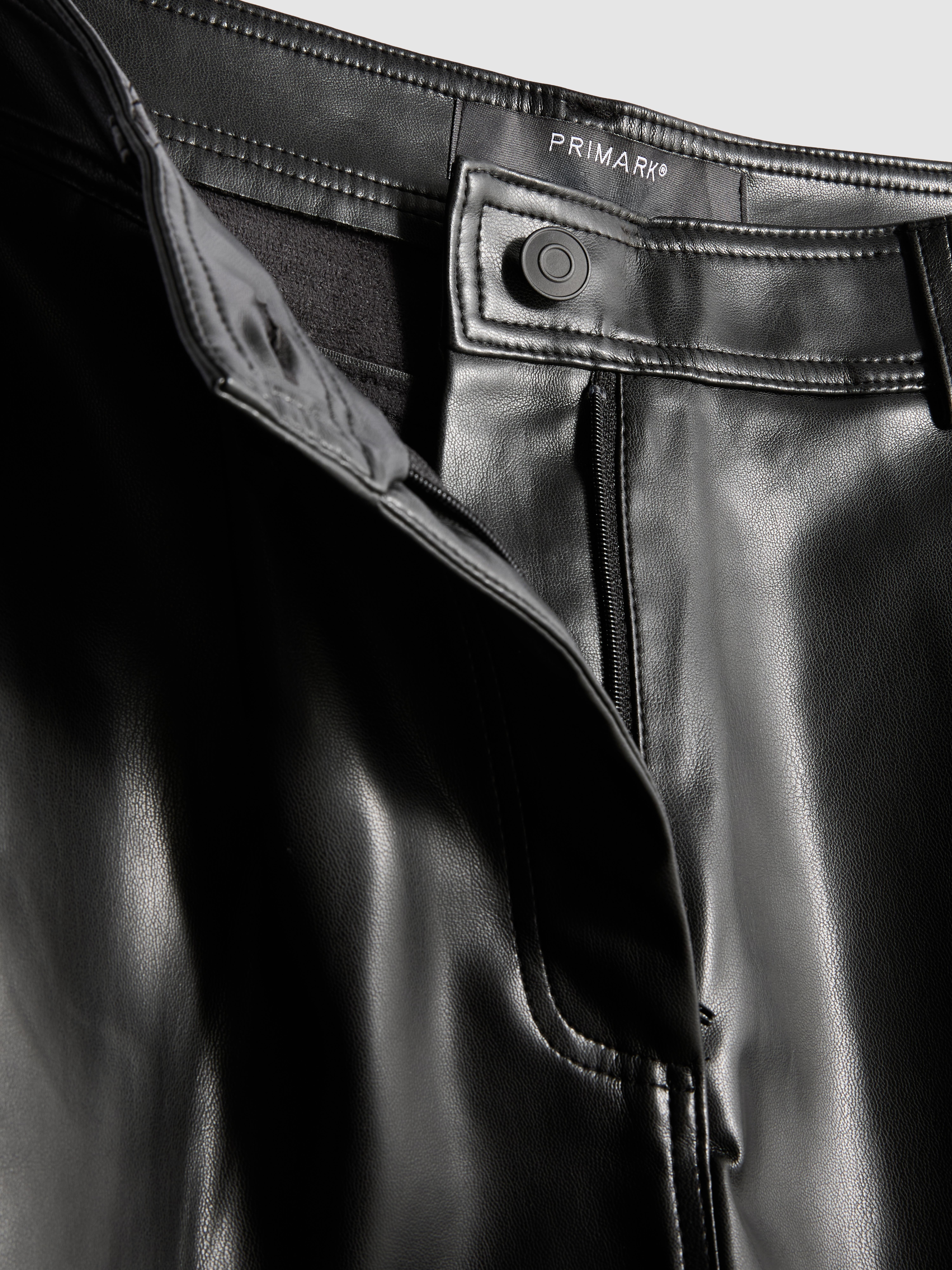 Faux Leather Barrel Leg Pants