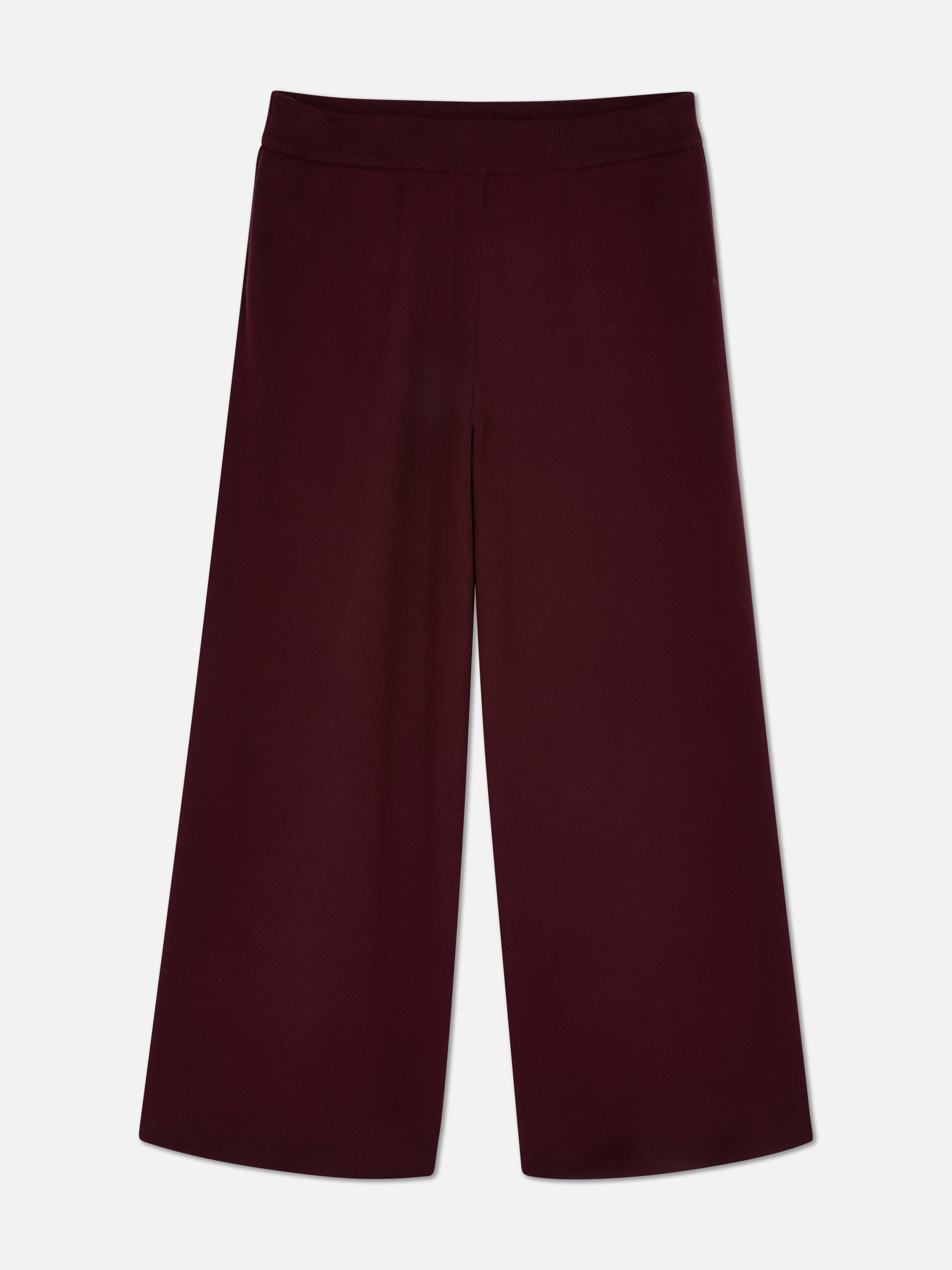 Compact Knit Wide Leg Pants