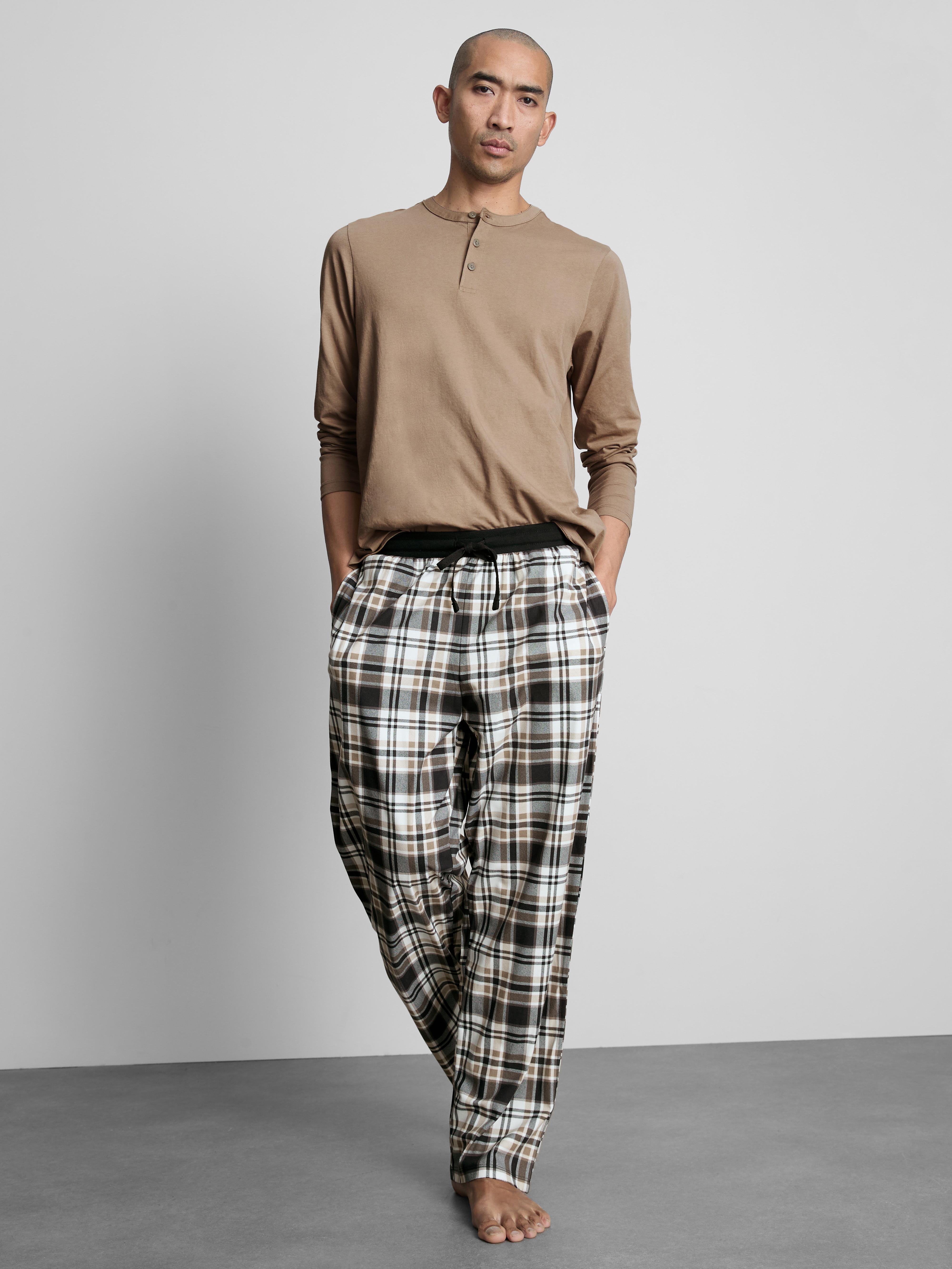 Henley Check Long Pajamas