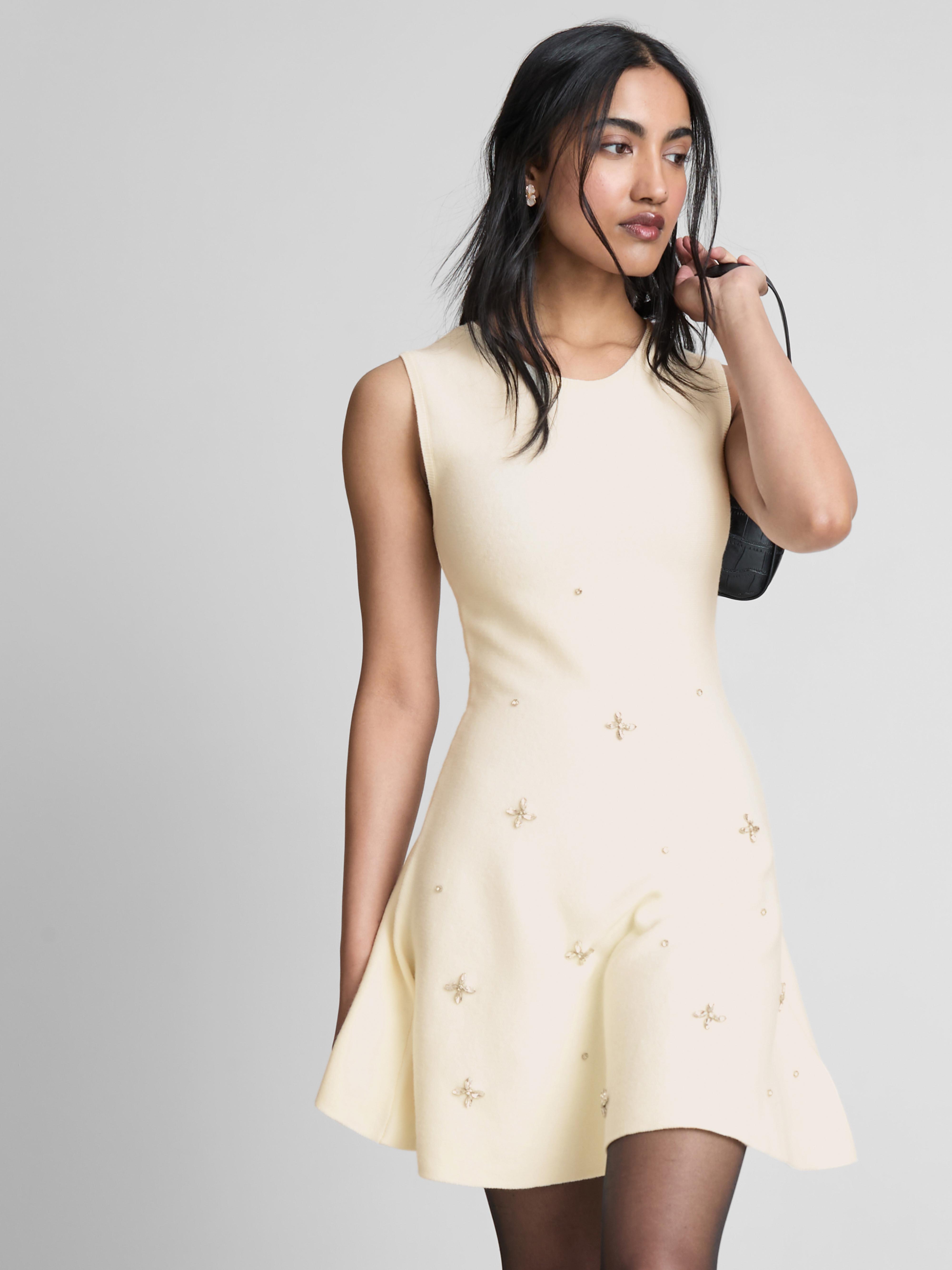 Embroidered Knit Mini Dress