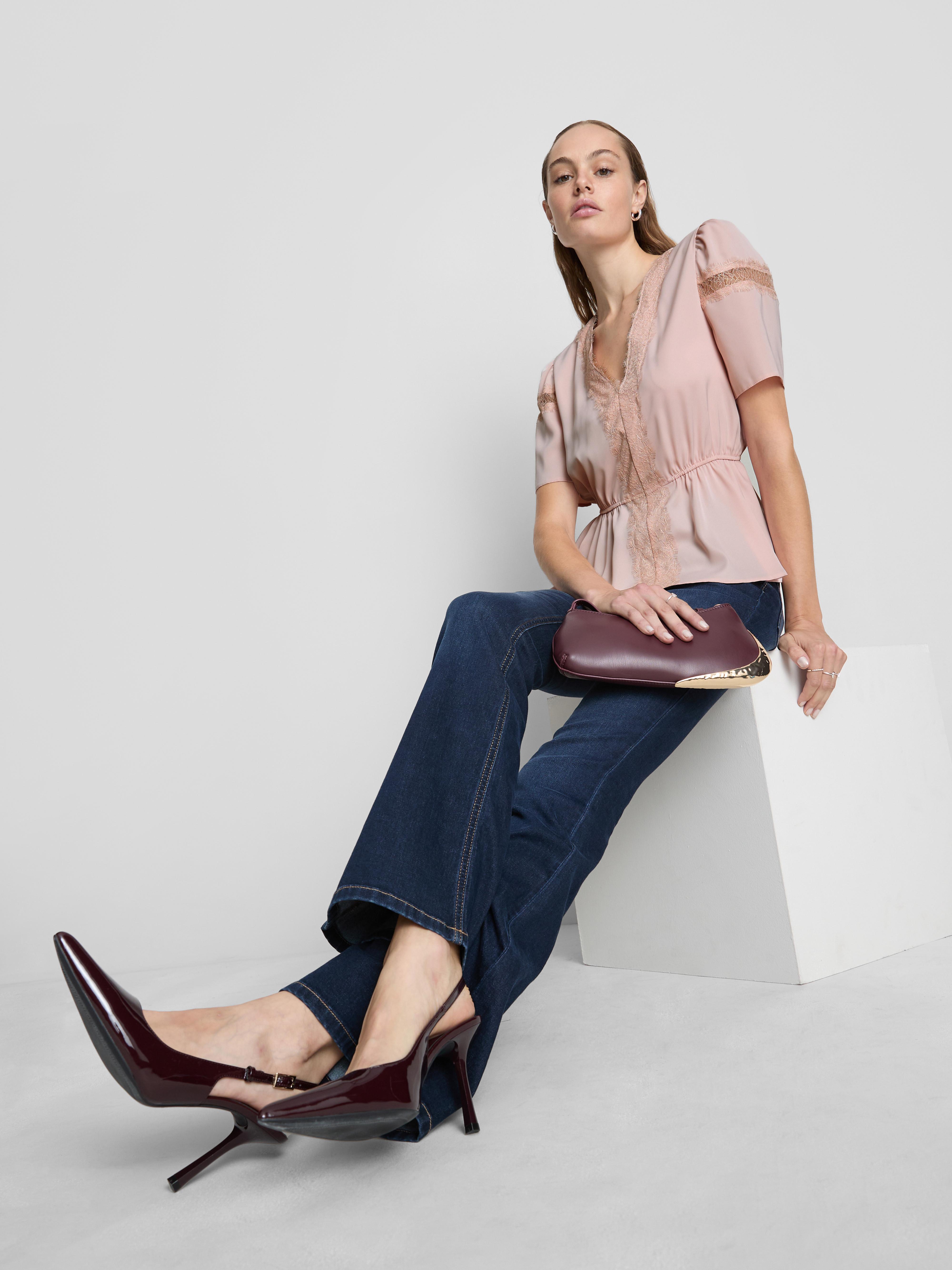 Satin Lace Insert Blouse