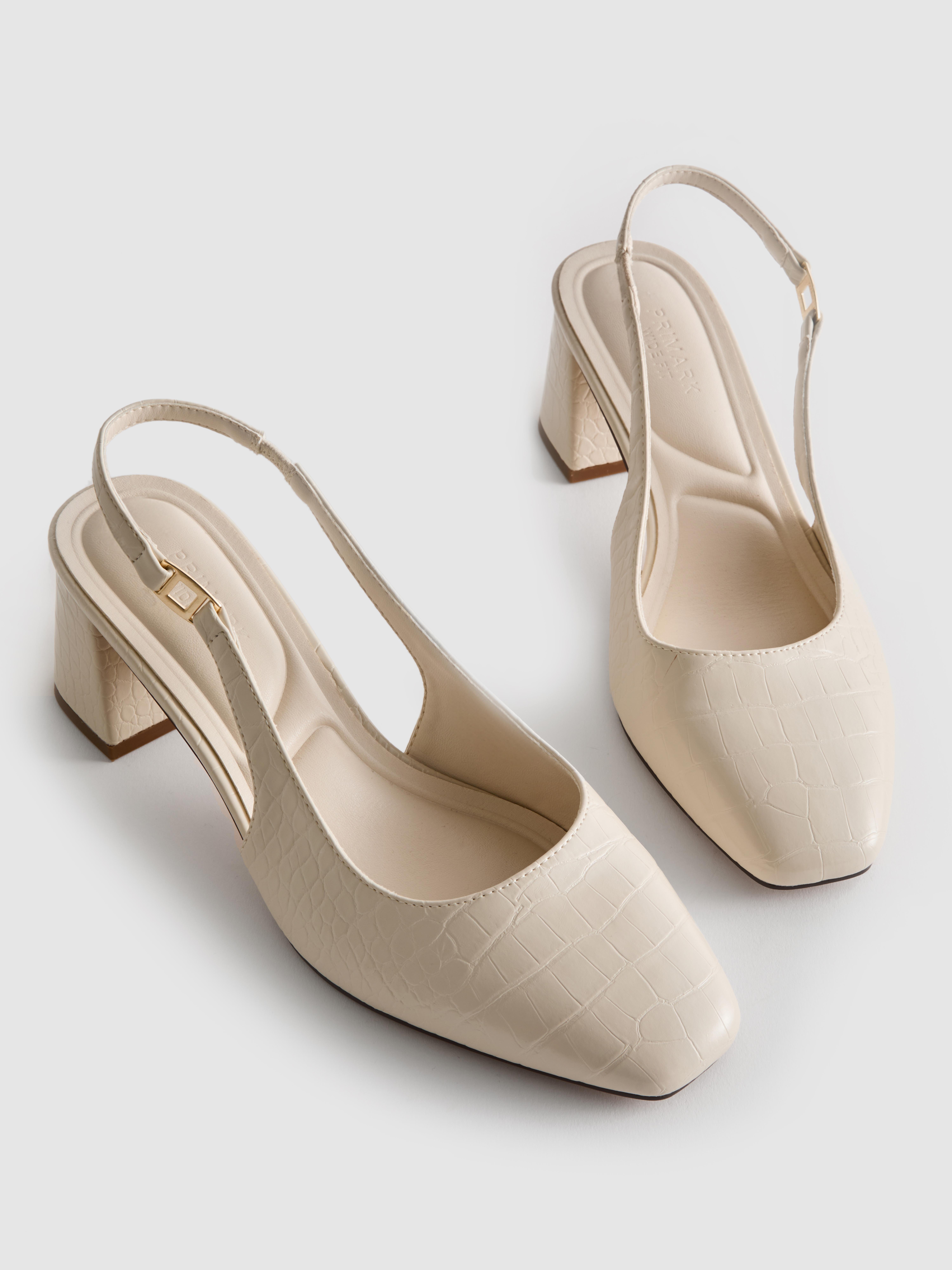 Wide Fit Faux Croc Sling Back Heels