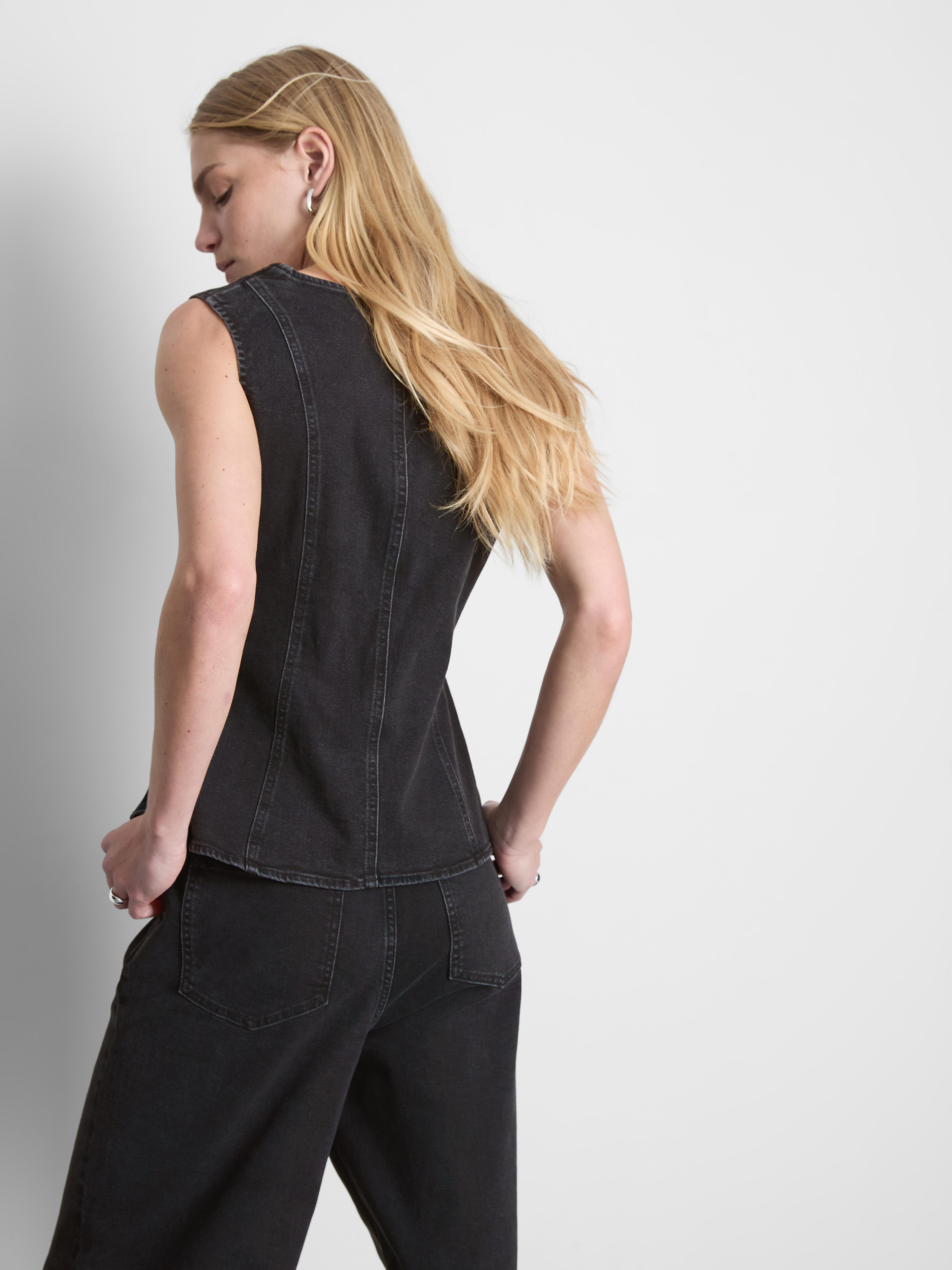 Square Neck Denim Waistcoat