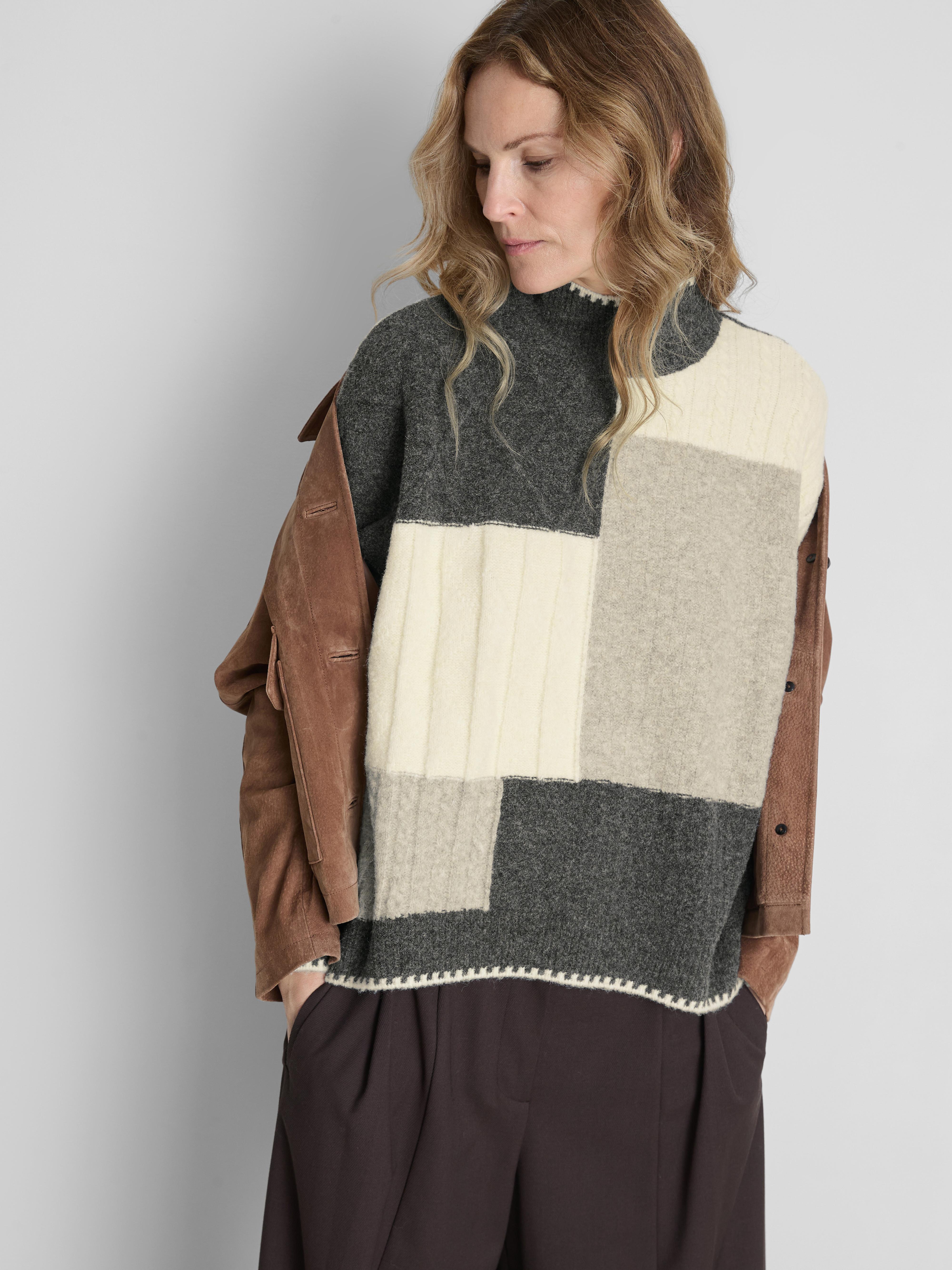 Patchwork Cable Knit Sweater