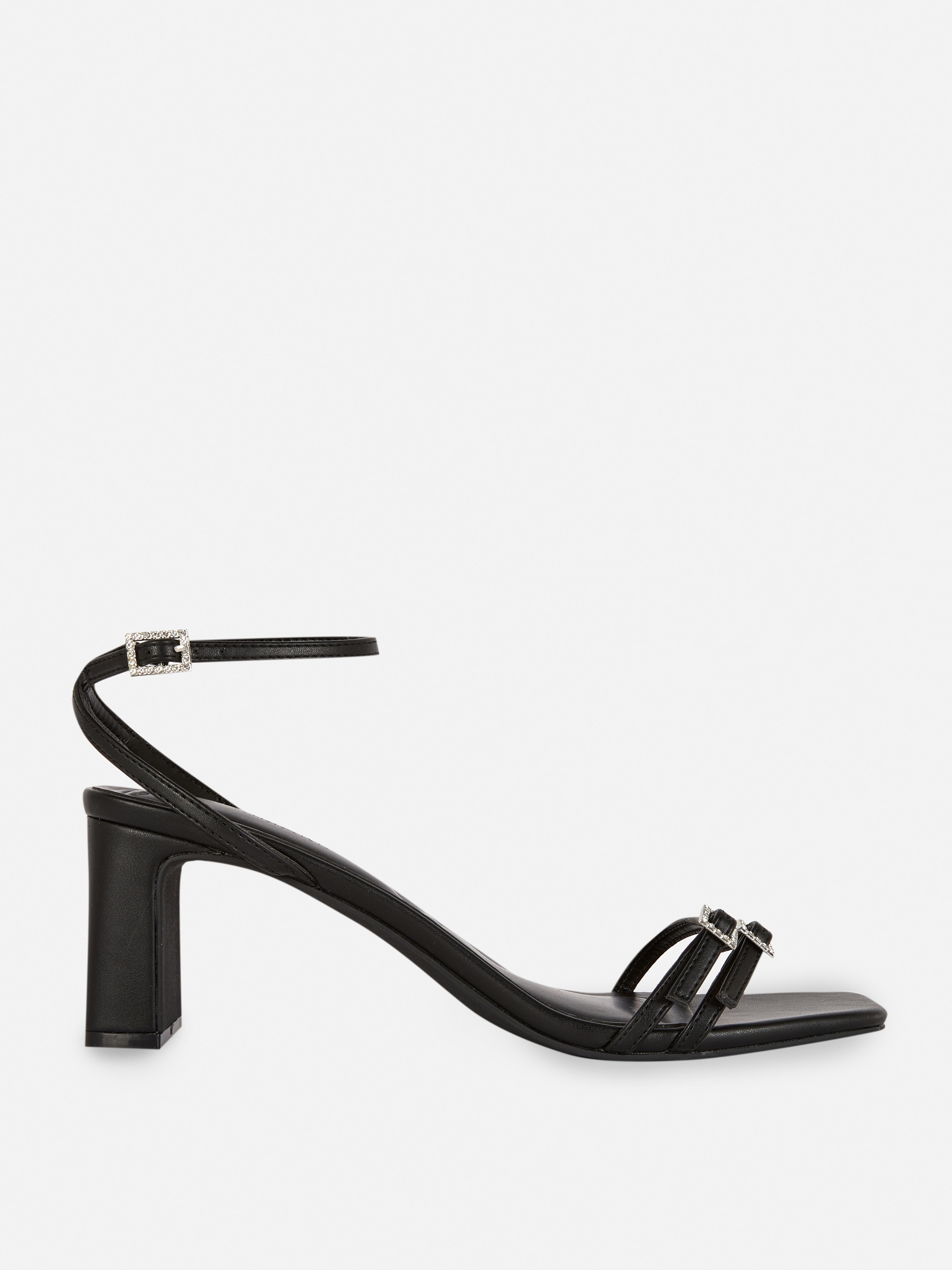 Diamanté Buckle Block Heels