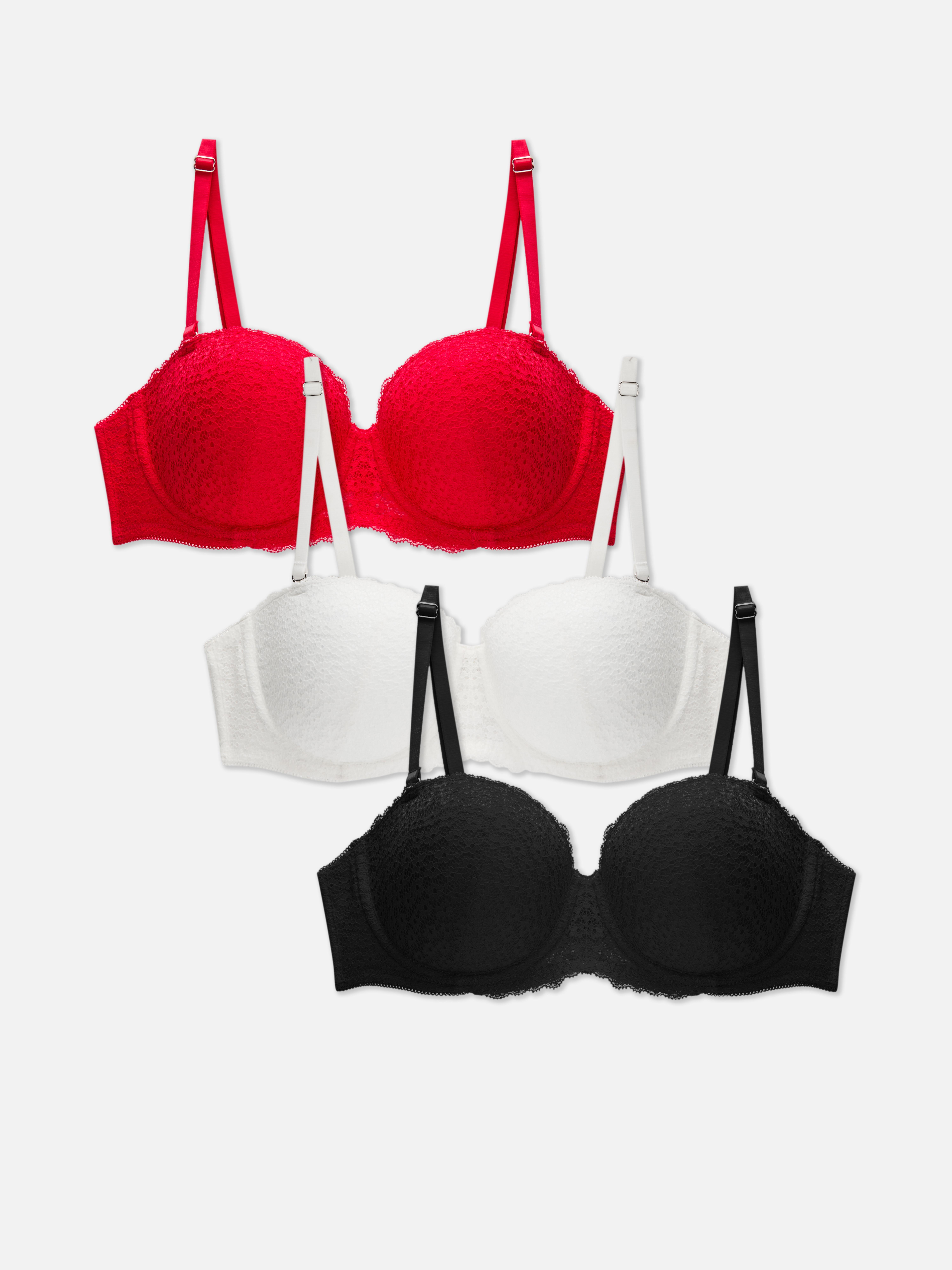 3-Pack Lace Balcony Bras