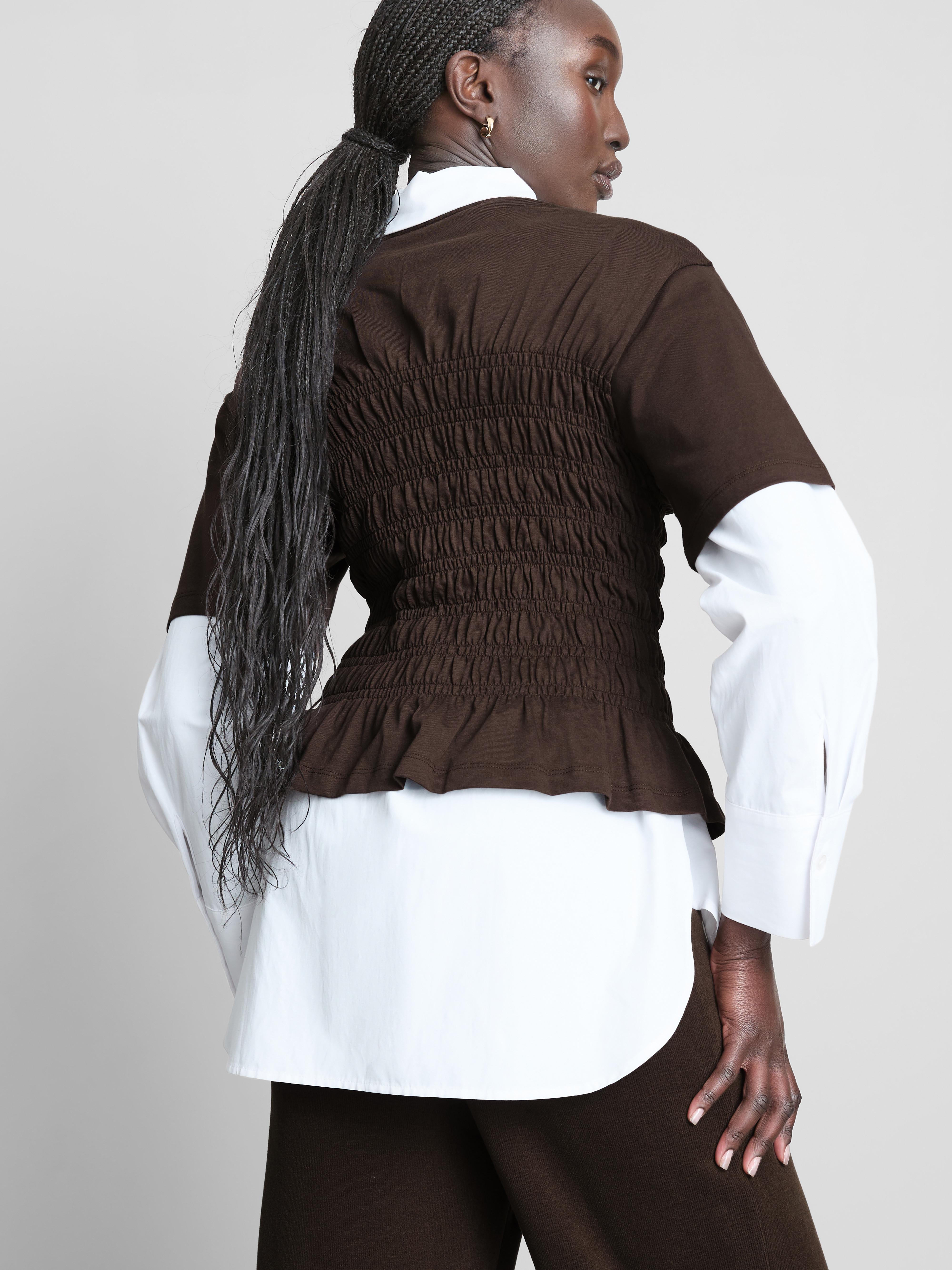 Cotton Shirred Bodice Tee