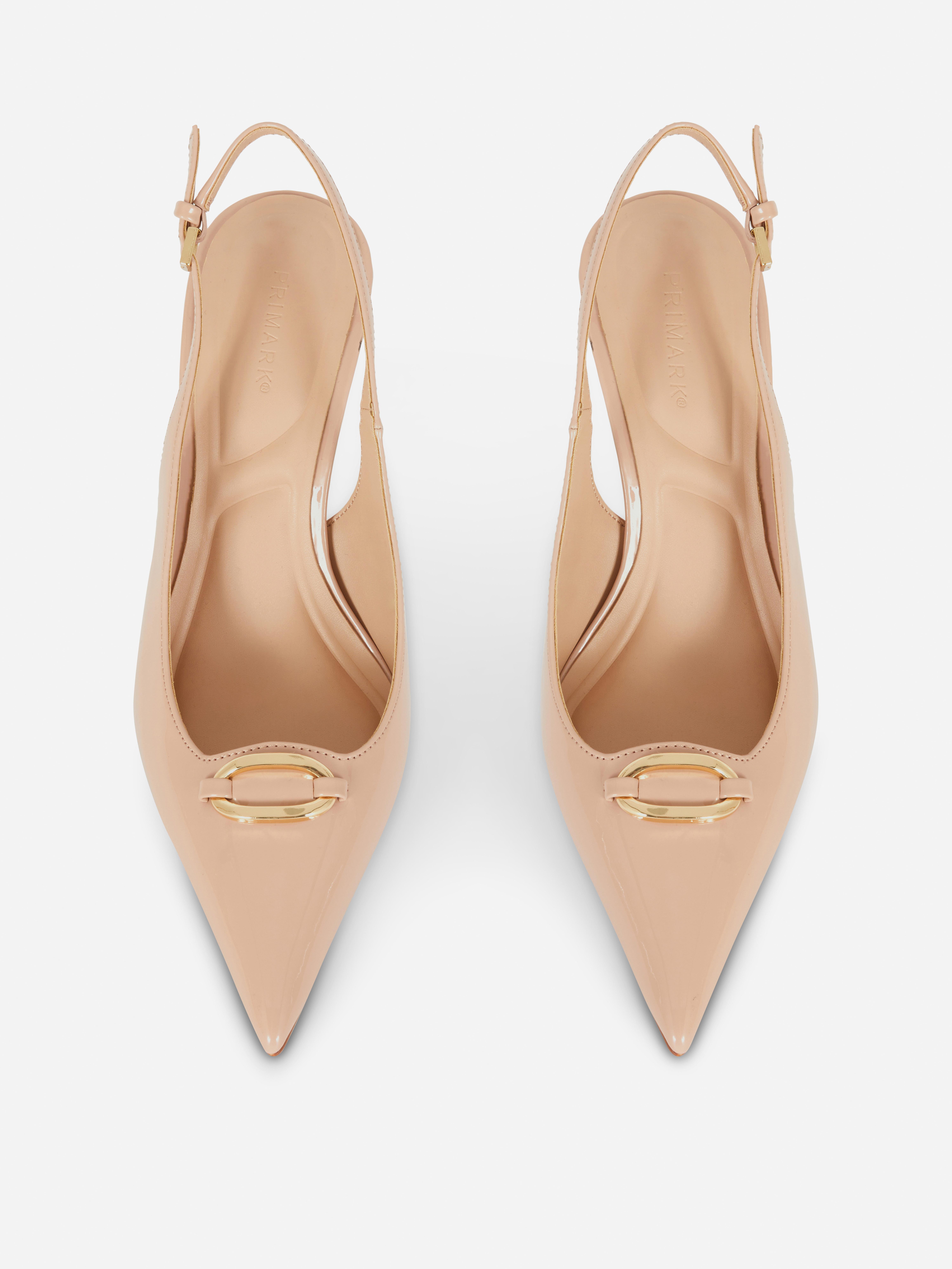 Metal Detail Slingback Heels