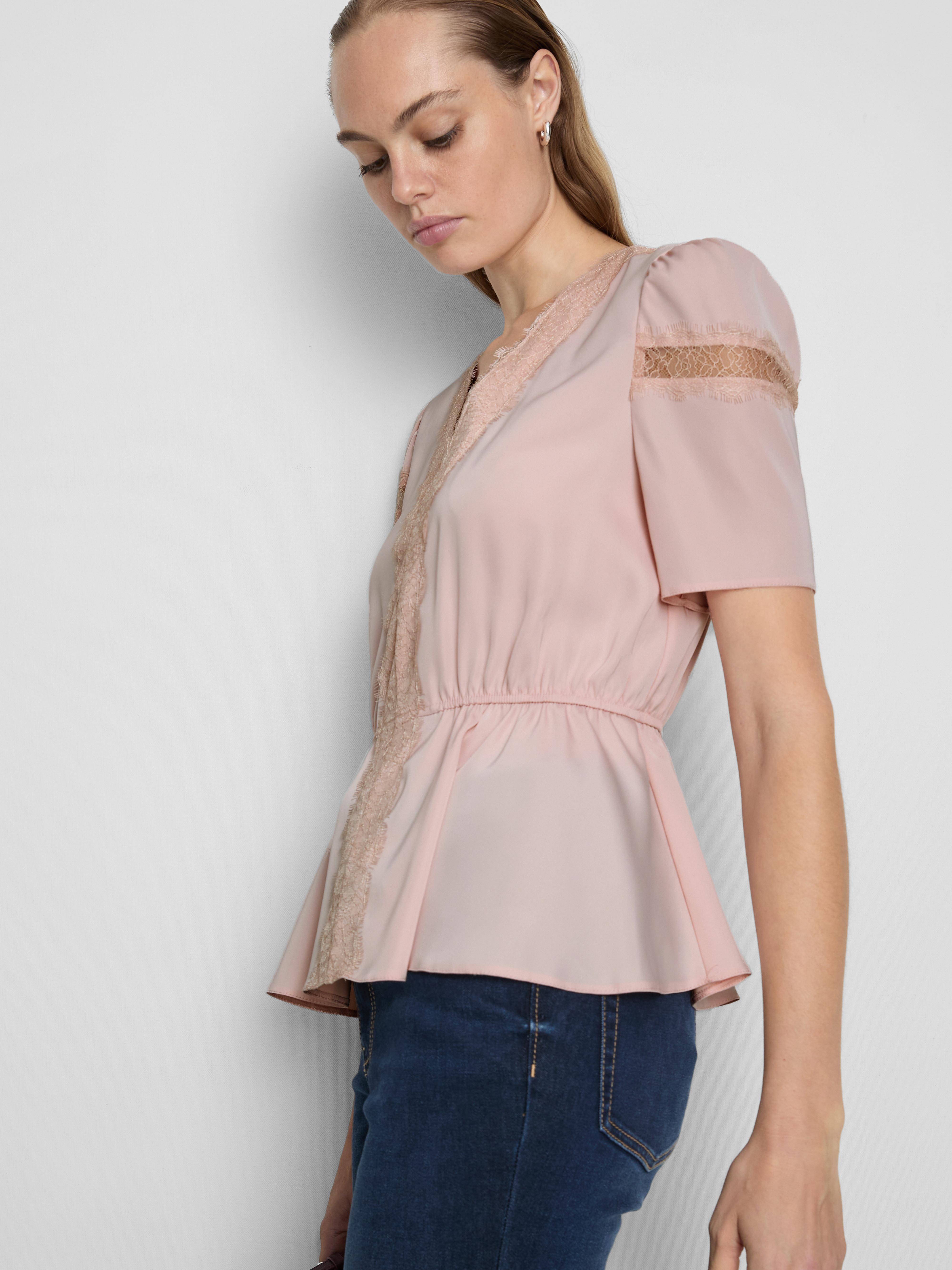 Satin Lace Insert Blouse