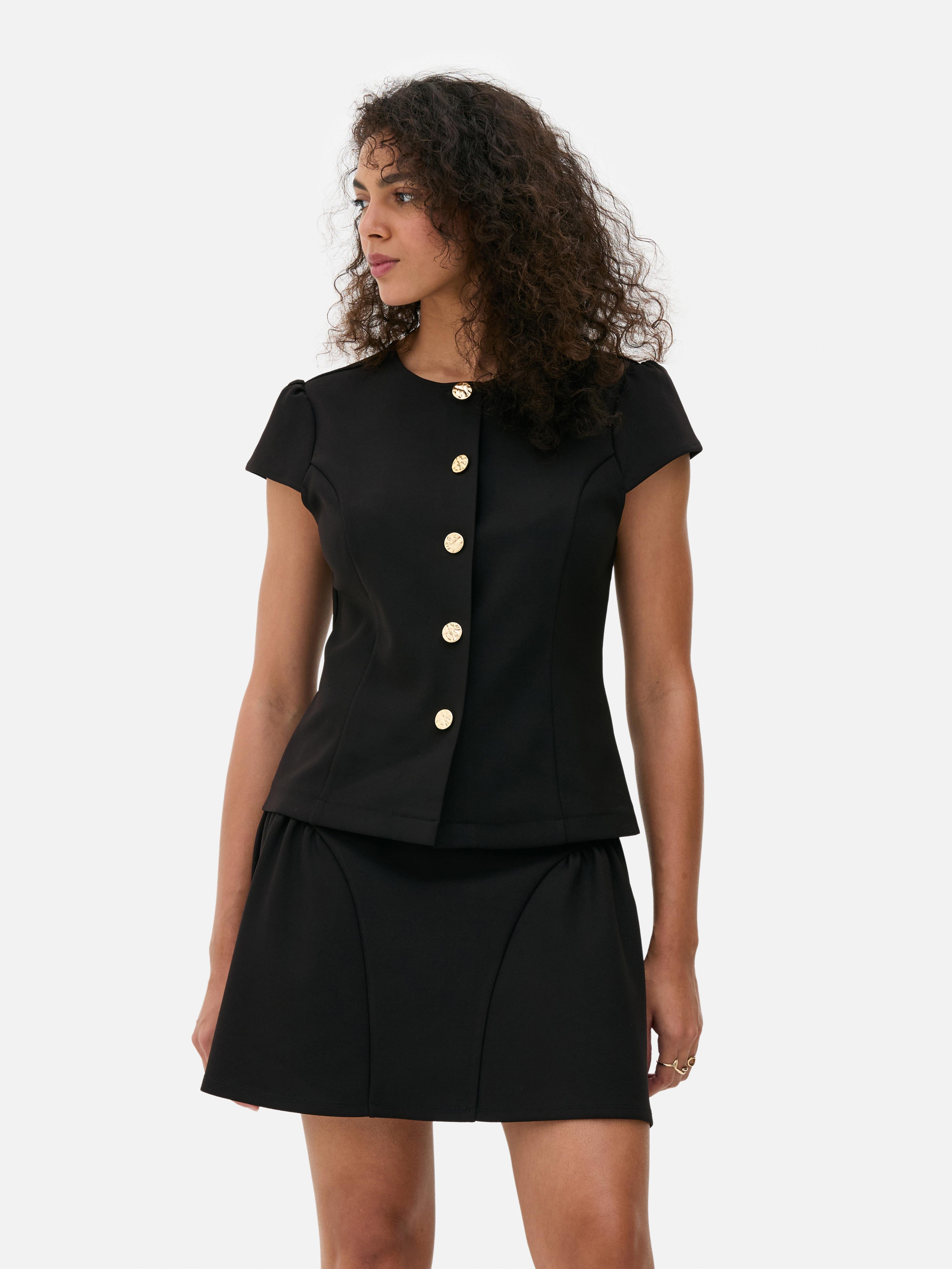 Cap Sleeve Button-Up Top