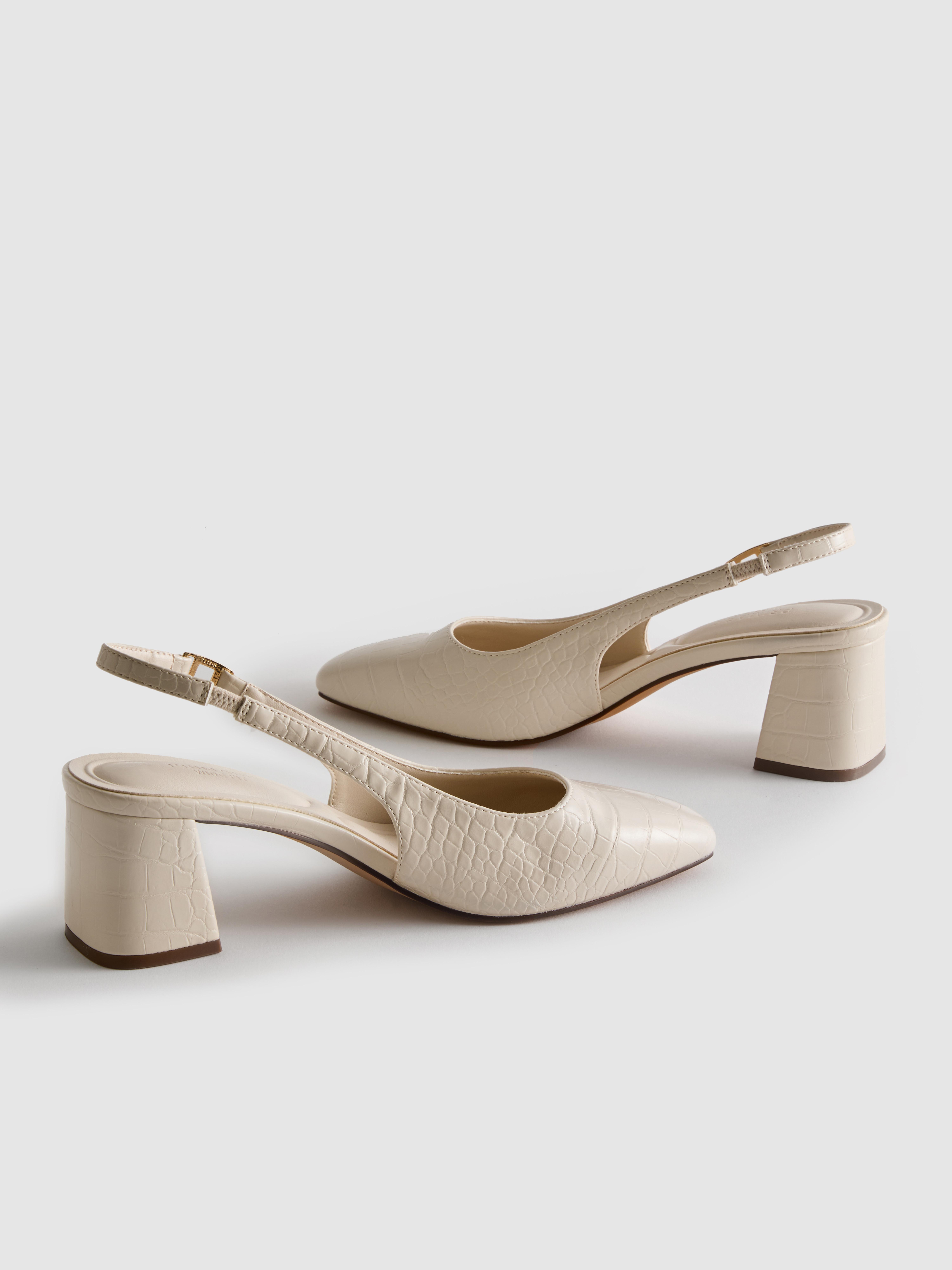 Wide Fit Faux Croc Sling Back Heels