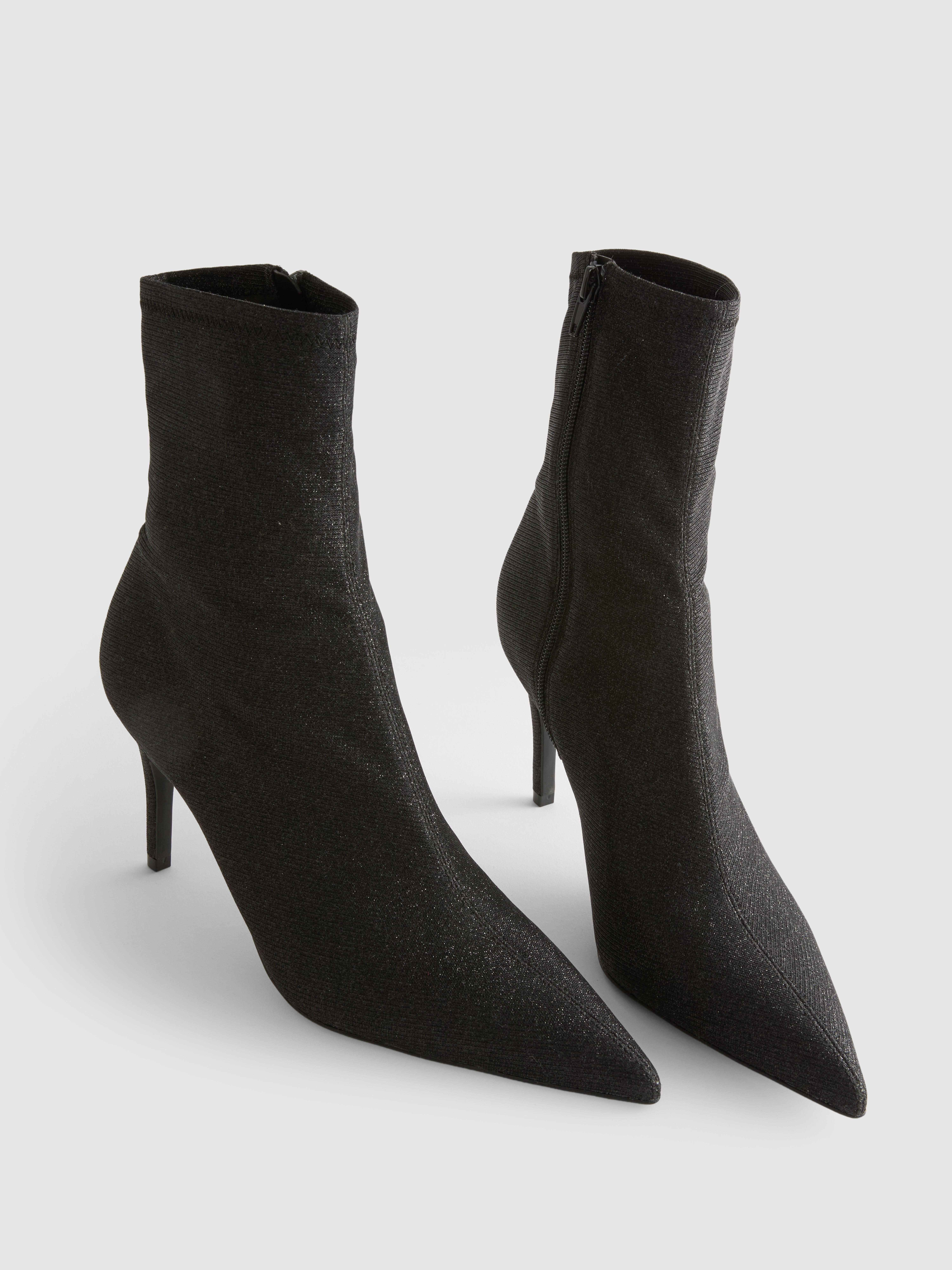 Pointed Glitter Ankle Boots